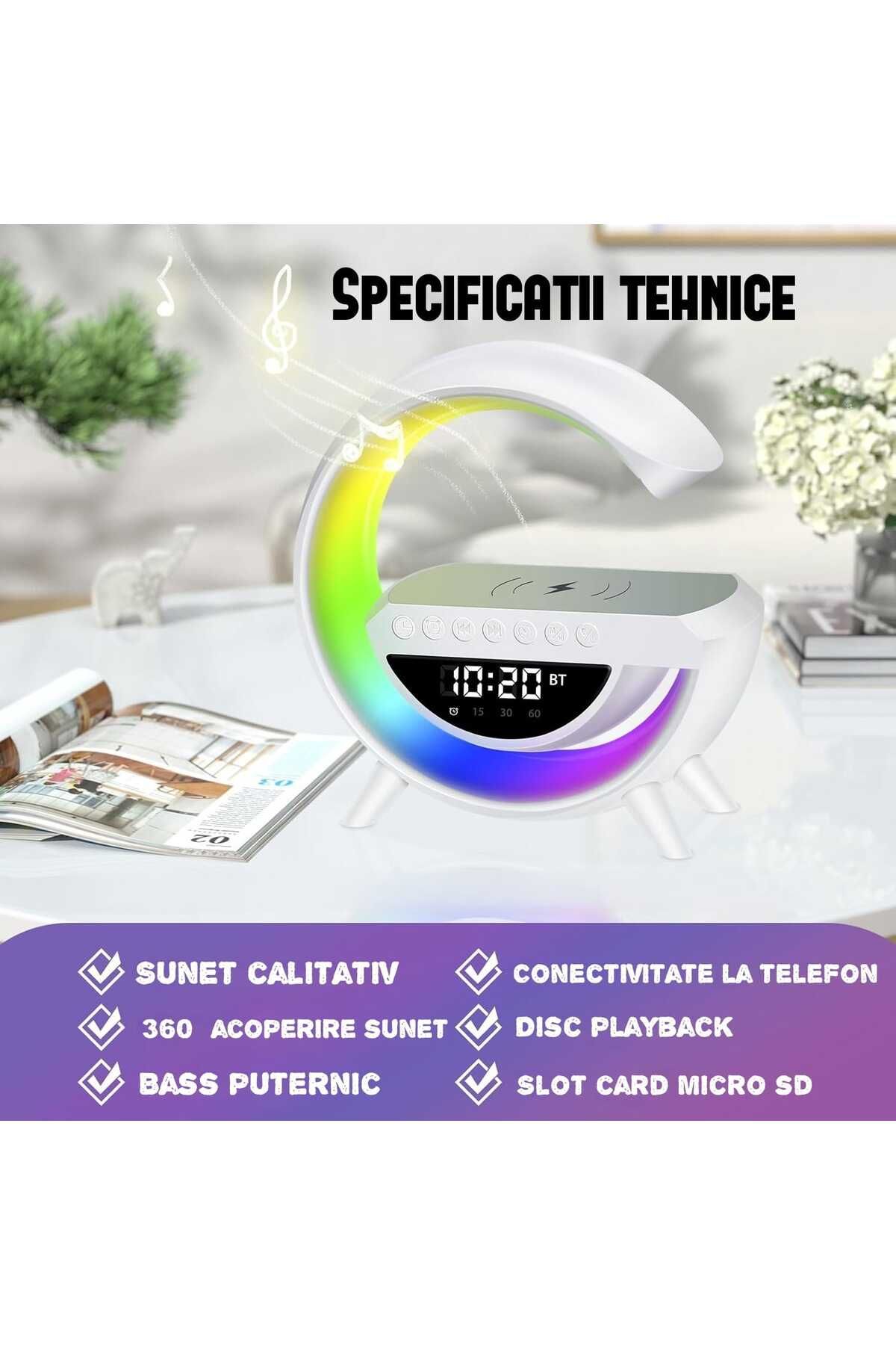DIGIMAT STORE-Multifunctional Digital Smart Clock 6 in 1, incarcare, Bluetooth, veghe, alarma, Boxa, LED RGB 3