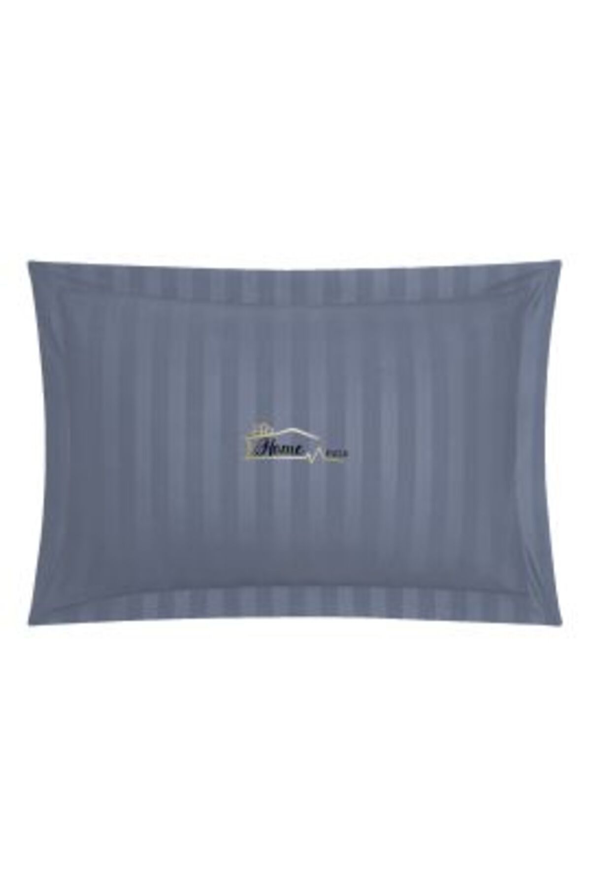 HomePuls-Pillowcase Damask 100% Cotton Stripe 1 cm, 50 x 70 cm with Edge Hem 3.5 cm, Anthracite Gray 1