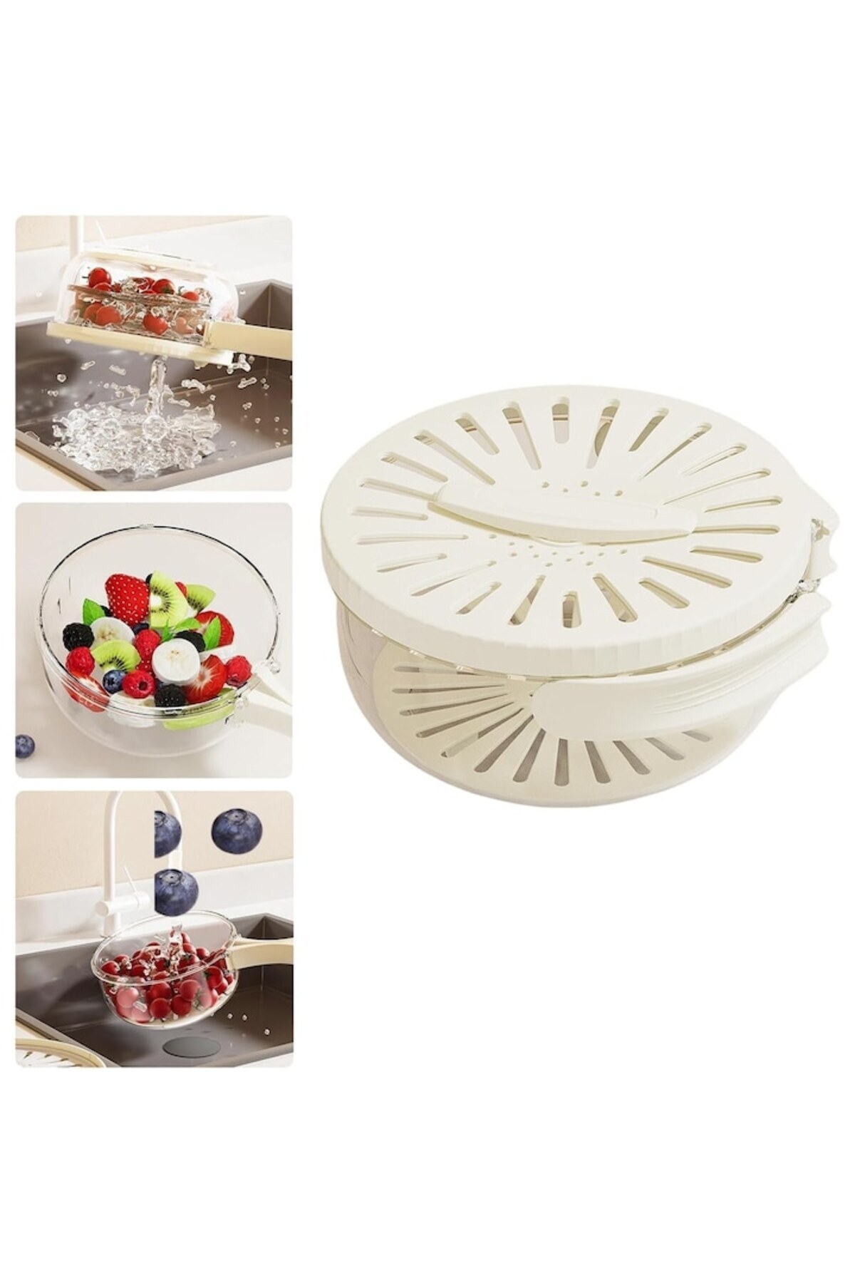 Primlife-Strainer 2-in-1 for Fruits and Vegetables, Drain Basket and Storage Box, 15.5 x 8.3 cm, with Handle 2