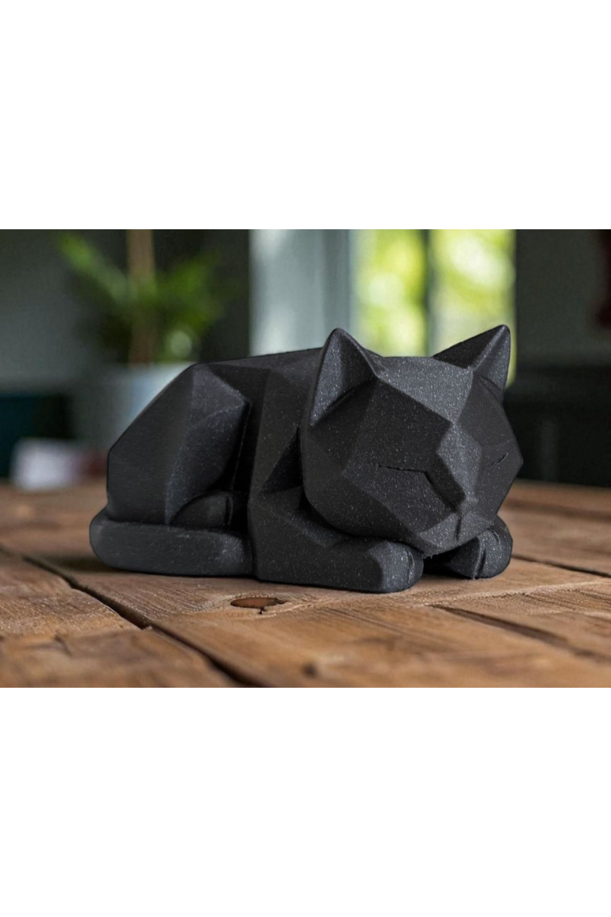 لطيف منخفض بولي في انتظار القط الشكل | تمثال قطة بسيط وأشياء تزيين المنزل