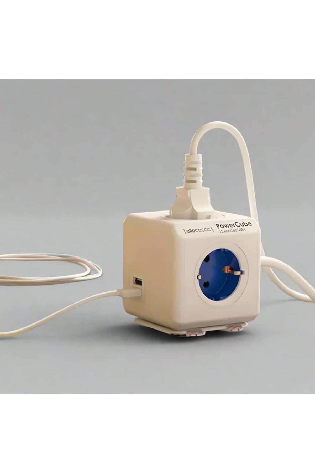 Allocacoc-Prelungitor cubic, Powercube de la Allocacoc, 2xUSB, 4 prize, 3m, alb/albastru 2