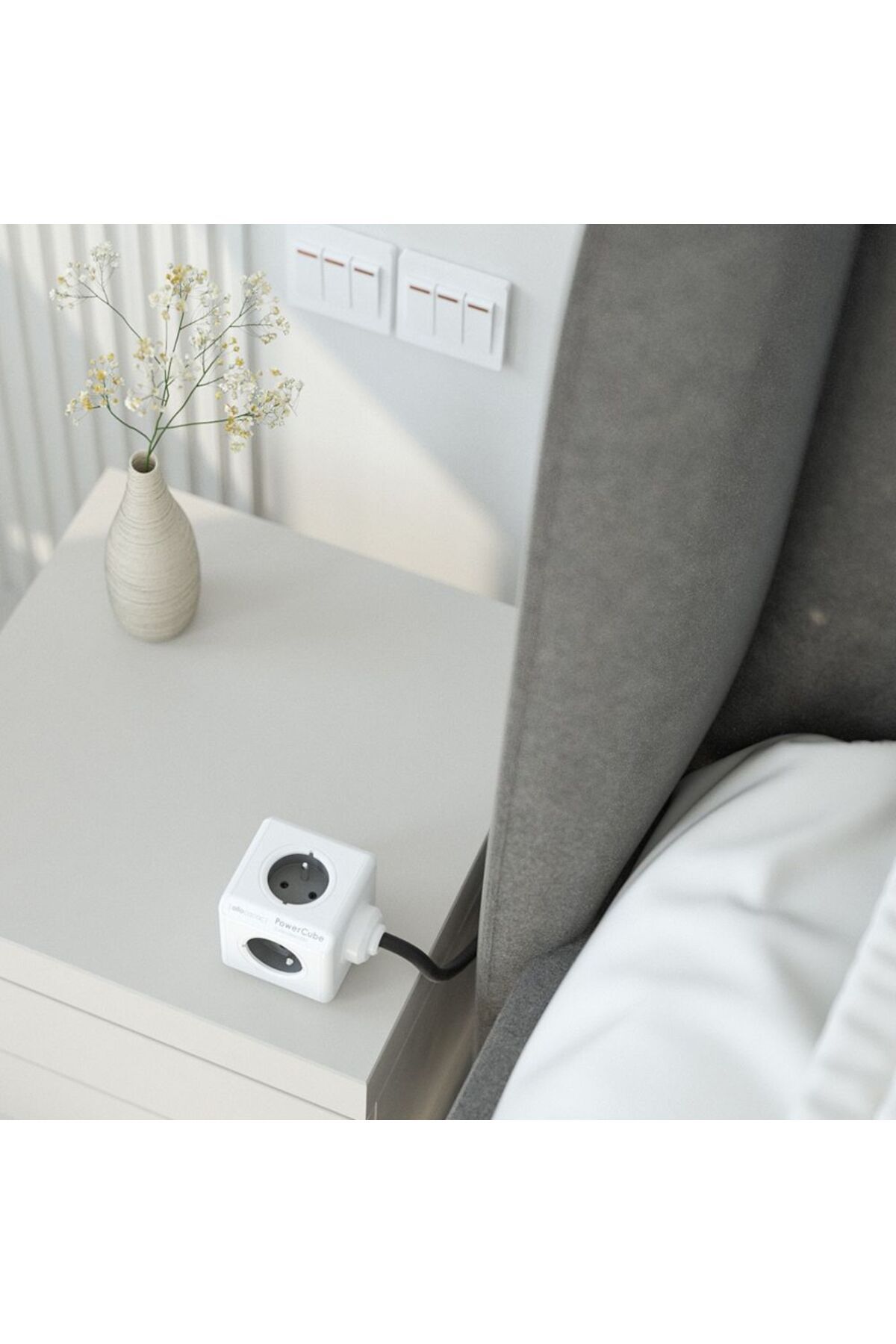 Allocacoc-Prelungitor cubic, Powercube de la Allocacoc, 2xUSB-A, 4 prize, 1.5m, alb/gri 4