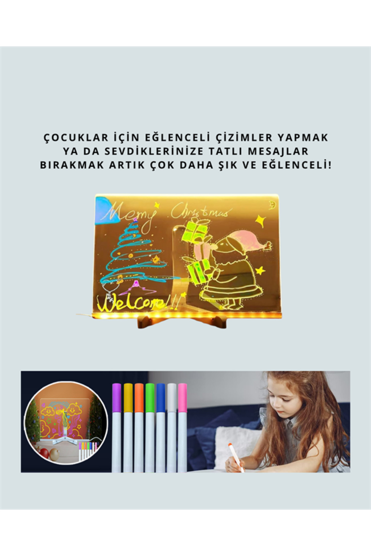 Clevora-Transparent Message Board with Led Lighting – 30X20 Cm, Designed for Neon Effect Writing 4