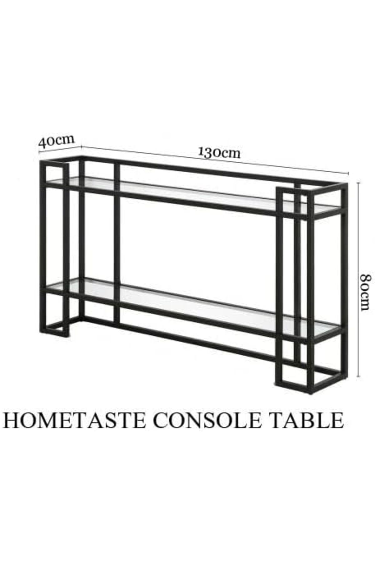 genric-FFD Glass Console Table Metal Console Table with Dual Clear Glass Shelve Entryway Table Narrow 2