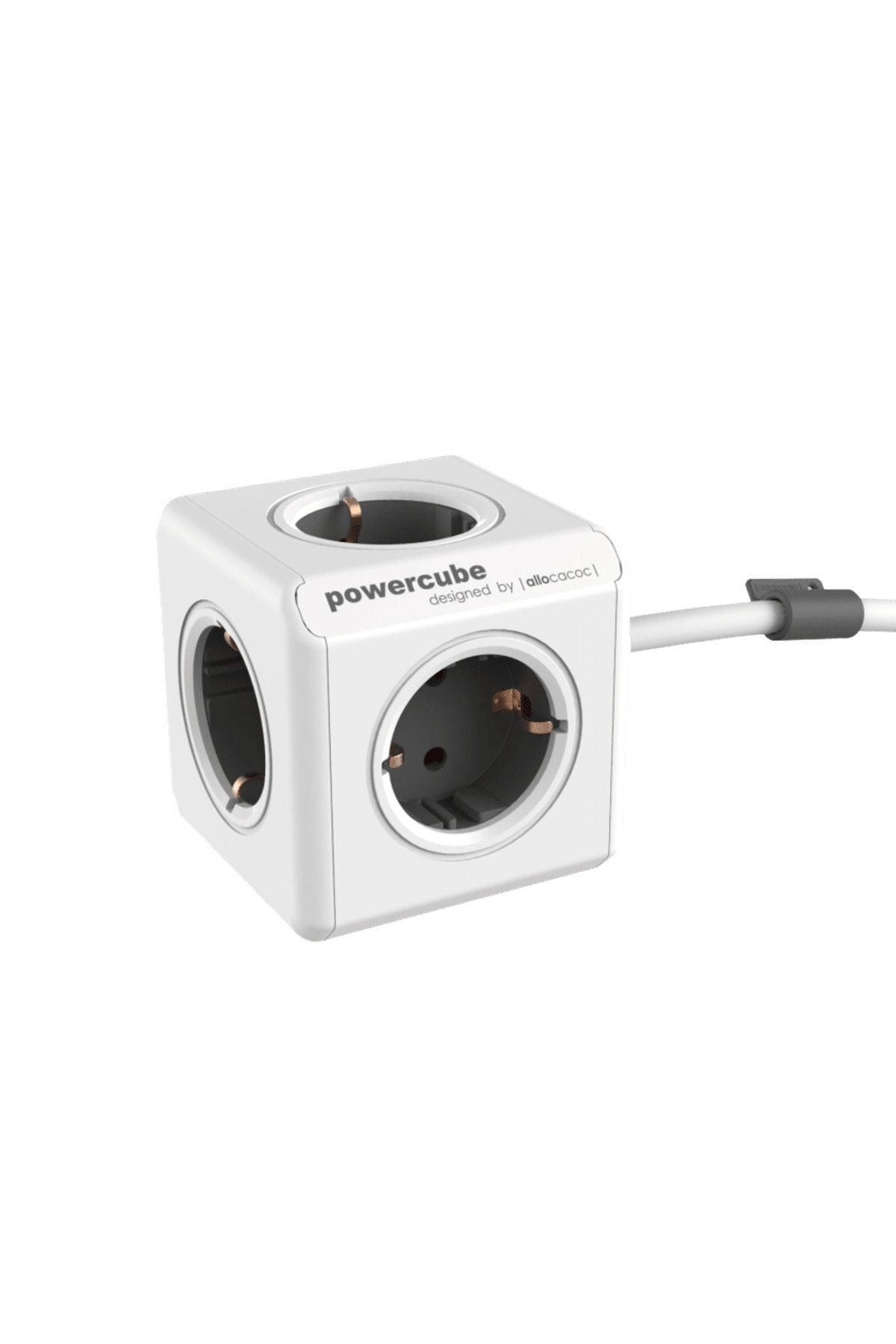 Allocacoc-Prelungitor cubic, Powercube de la Allocacoc, 2xUSB-A, 4 prize, 1.5m, alb/gri 1