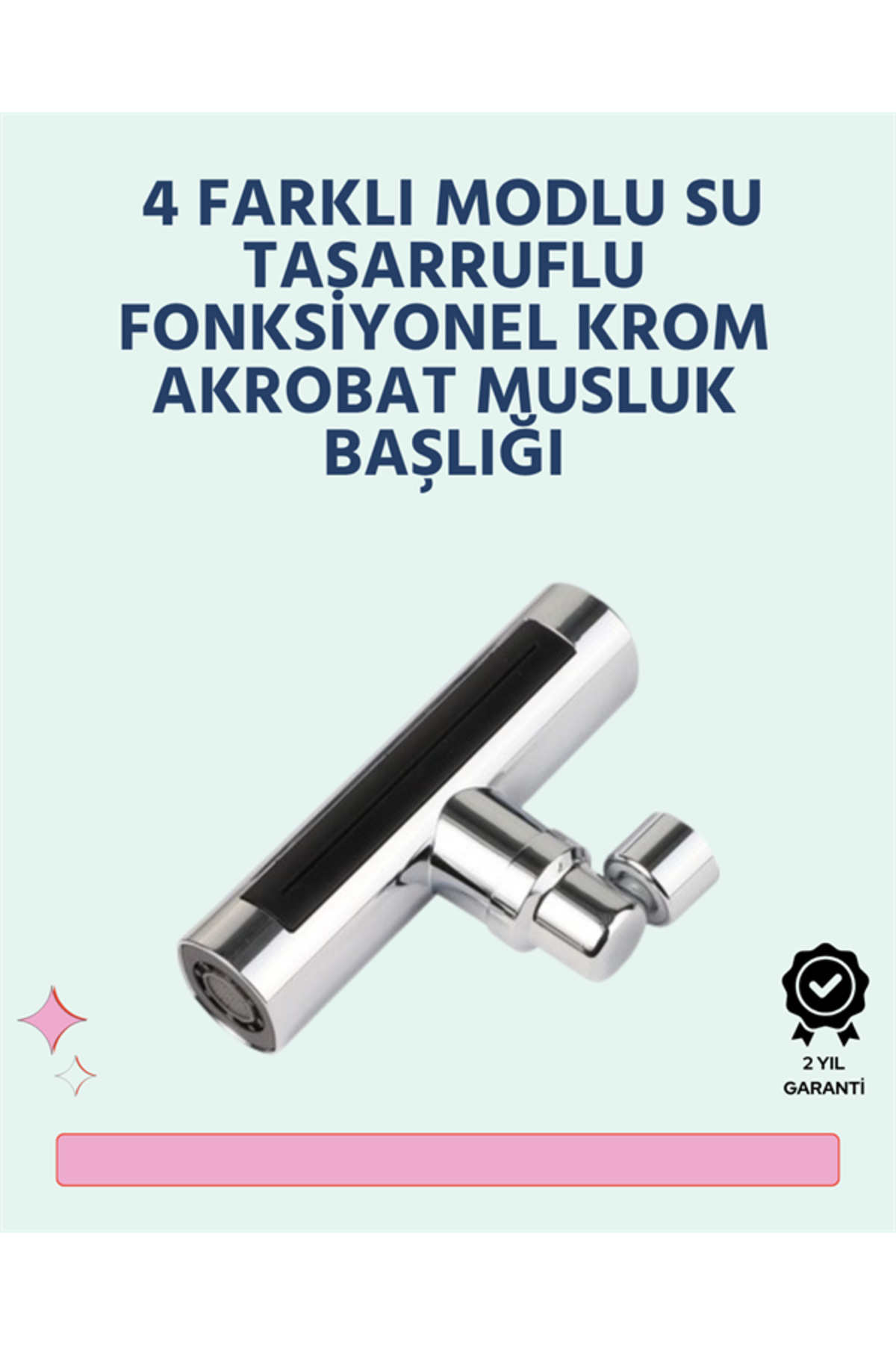 FrereConception Krom Kaplamalı Çok Fonksiyonlu Musluk Başlığı | Paslanmaz Malzeme