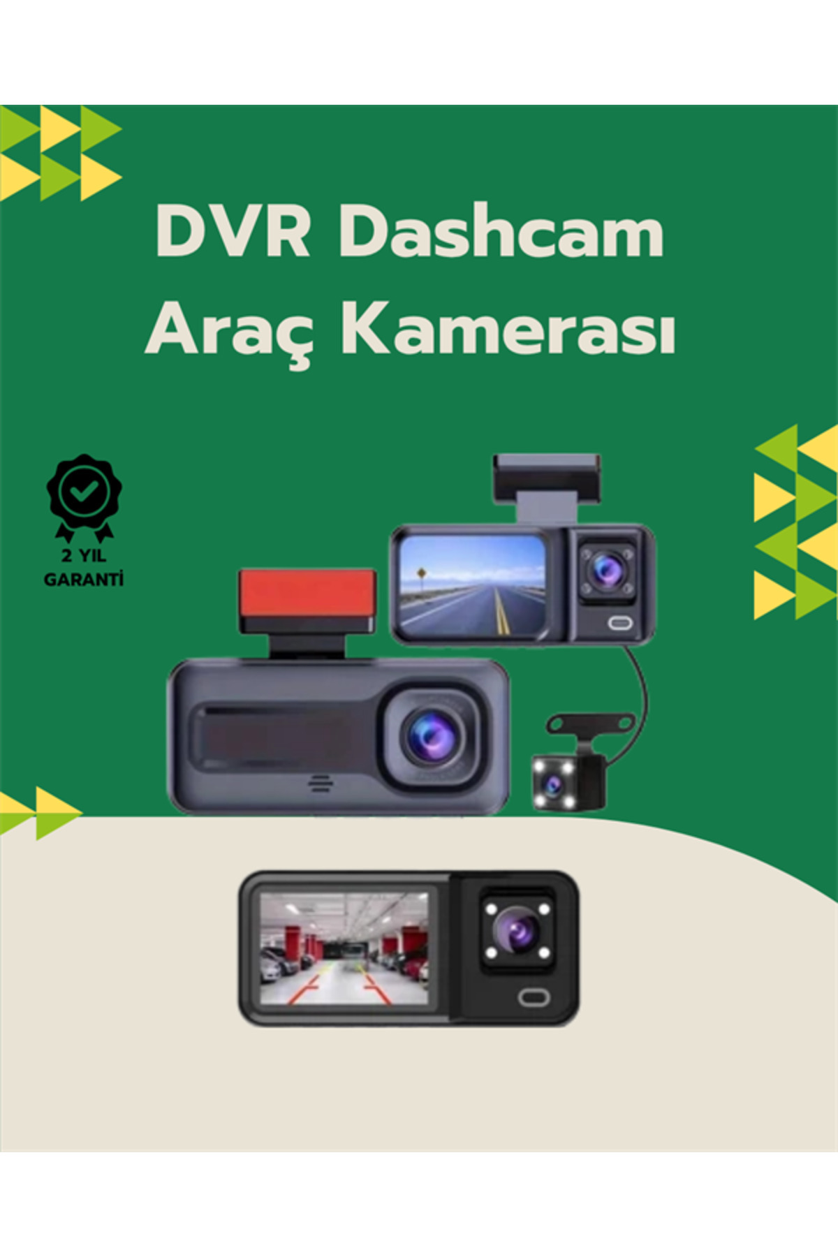 UCUZTEKNO Tam Kapsamlı Araç Güvenliği: 3 Kameralı Full HD Kayıt Sistemi ile Ön, İç ve Arka Görüş