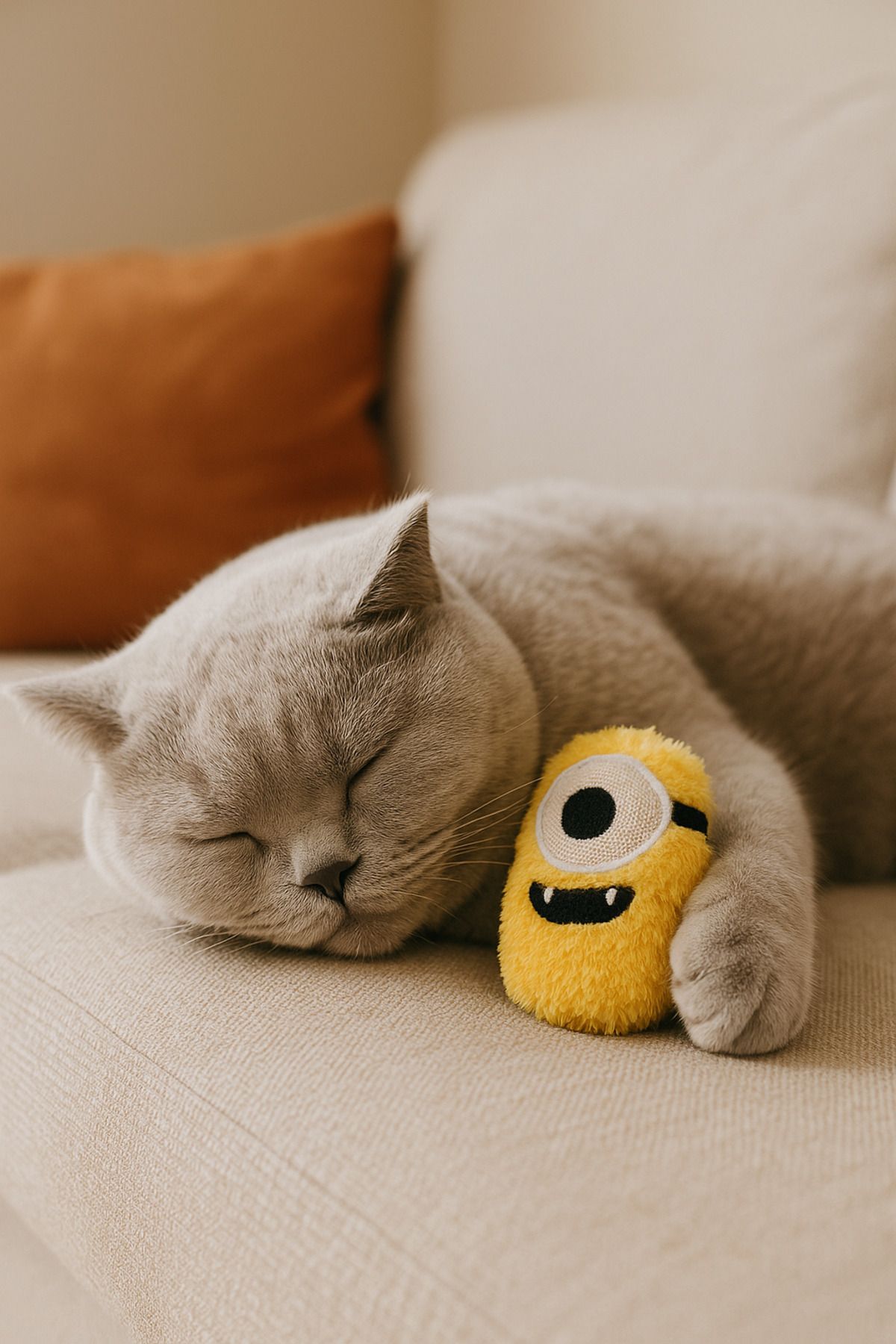 Lazy Paws-Cat Toy Interactive with Catnip and Bell, Stress Reducing, Relaxing Playmate - Yellow Plush 3