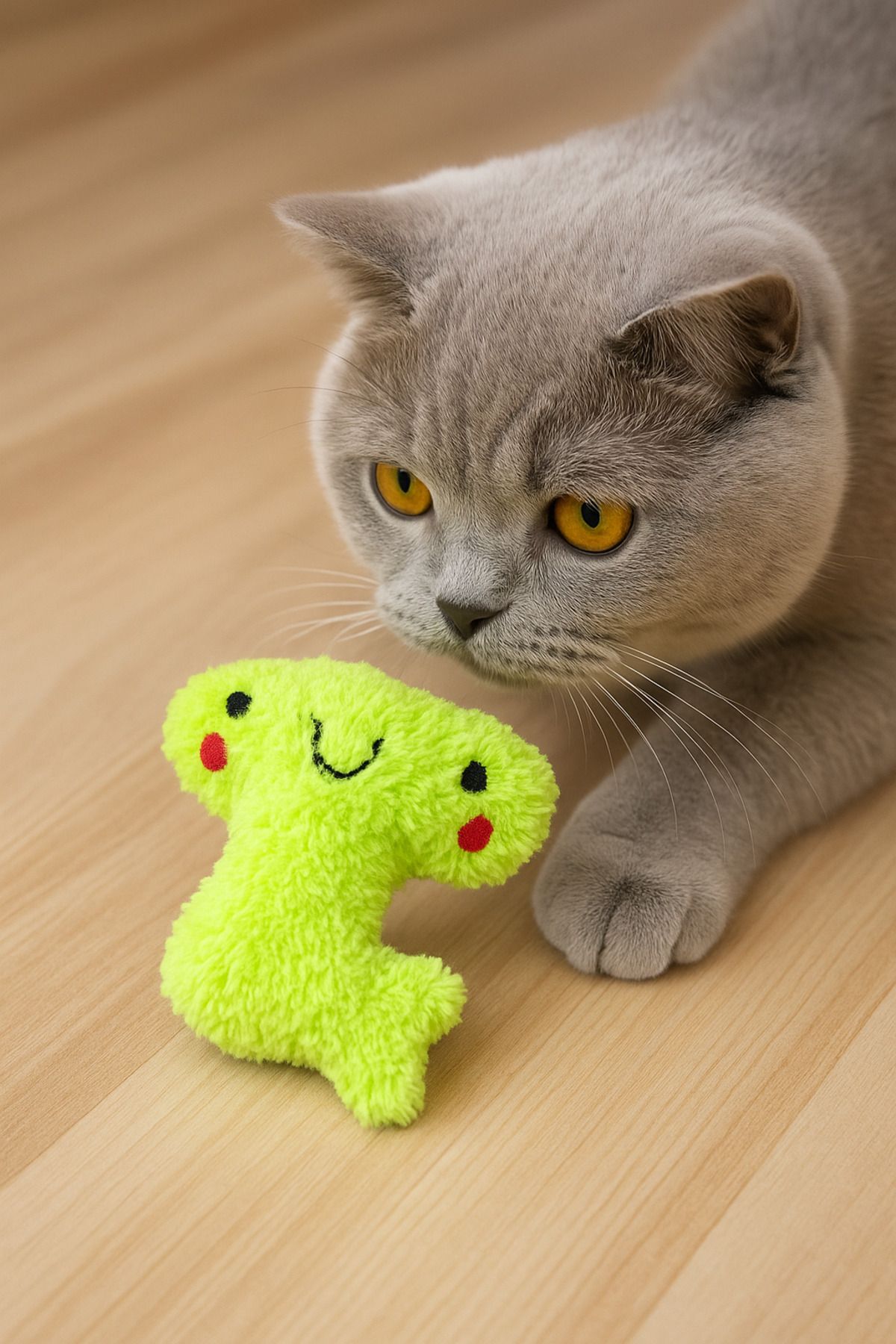 Lazy Paws-Cat Toy with Catnip and Bell, Stress Reliever, Relaxing Playmate - Green Hammer Head 5