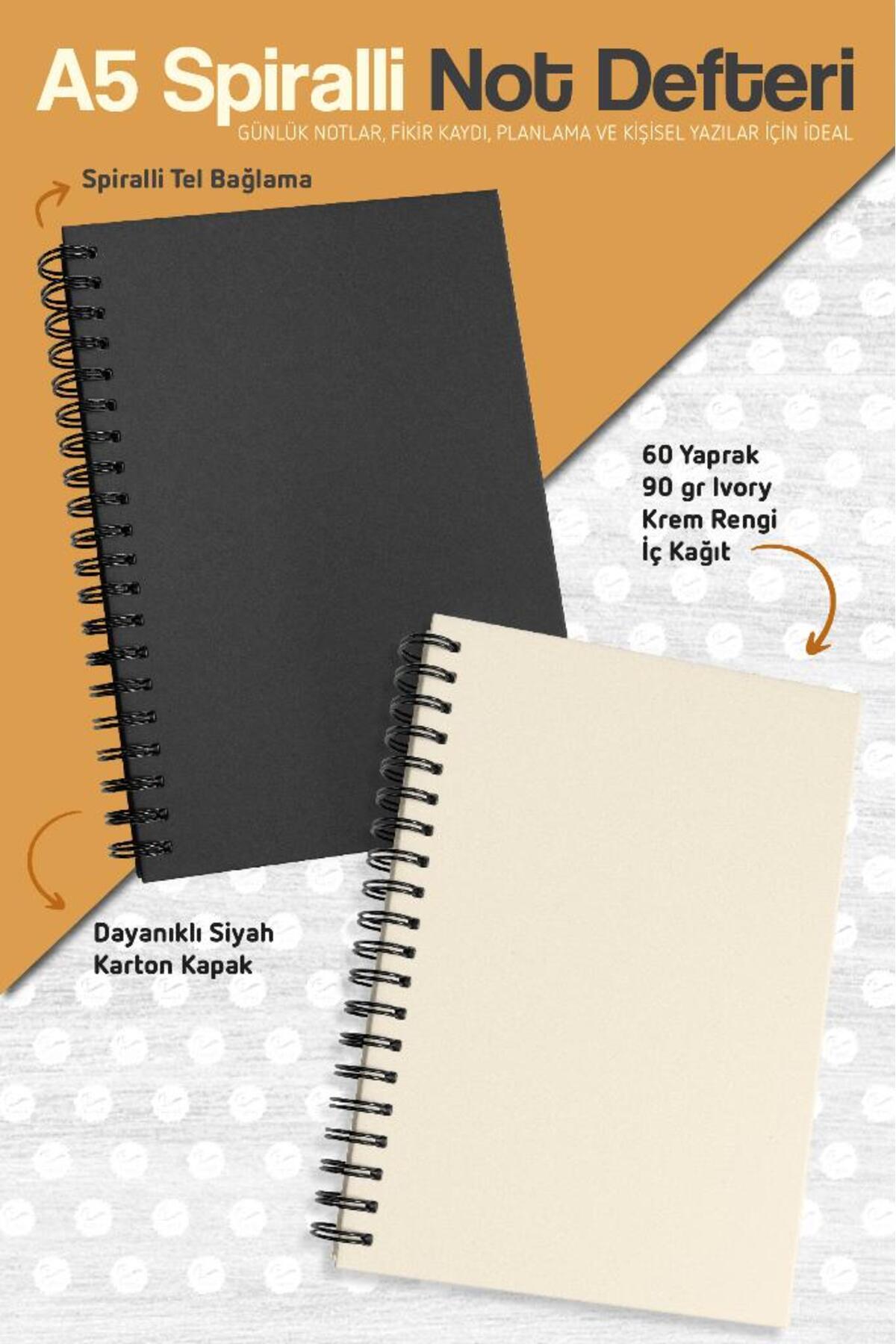 t tuğset etiket-A5 Black Kraft Cover Unlined Notebook, A5 Notebook, 60 Sheets(120 Pages)-T1479- 1