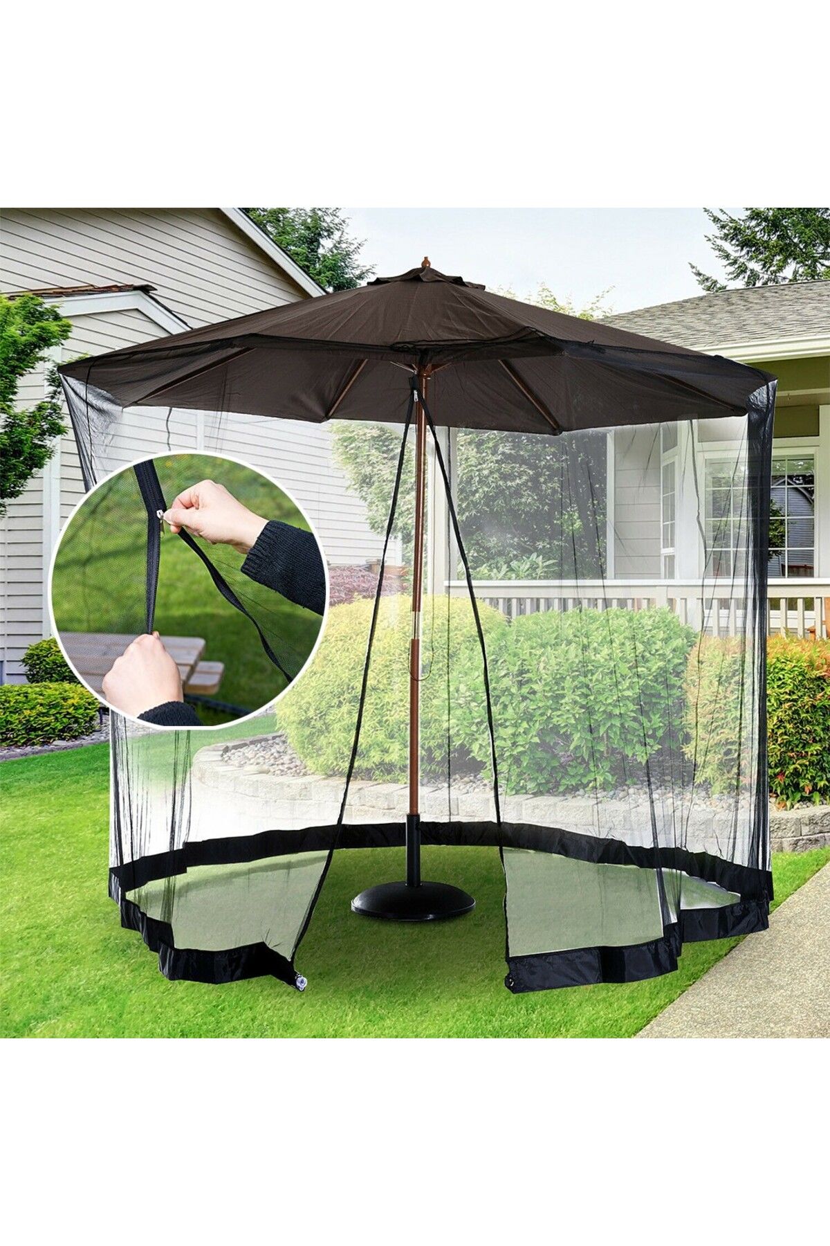 Flippy-anti-mosquito and insect net, height 2.4 m, diameter 3.8 meters, circumference black 3