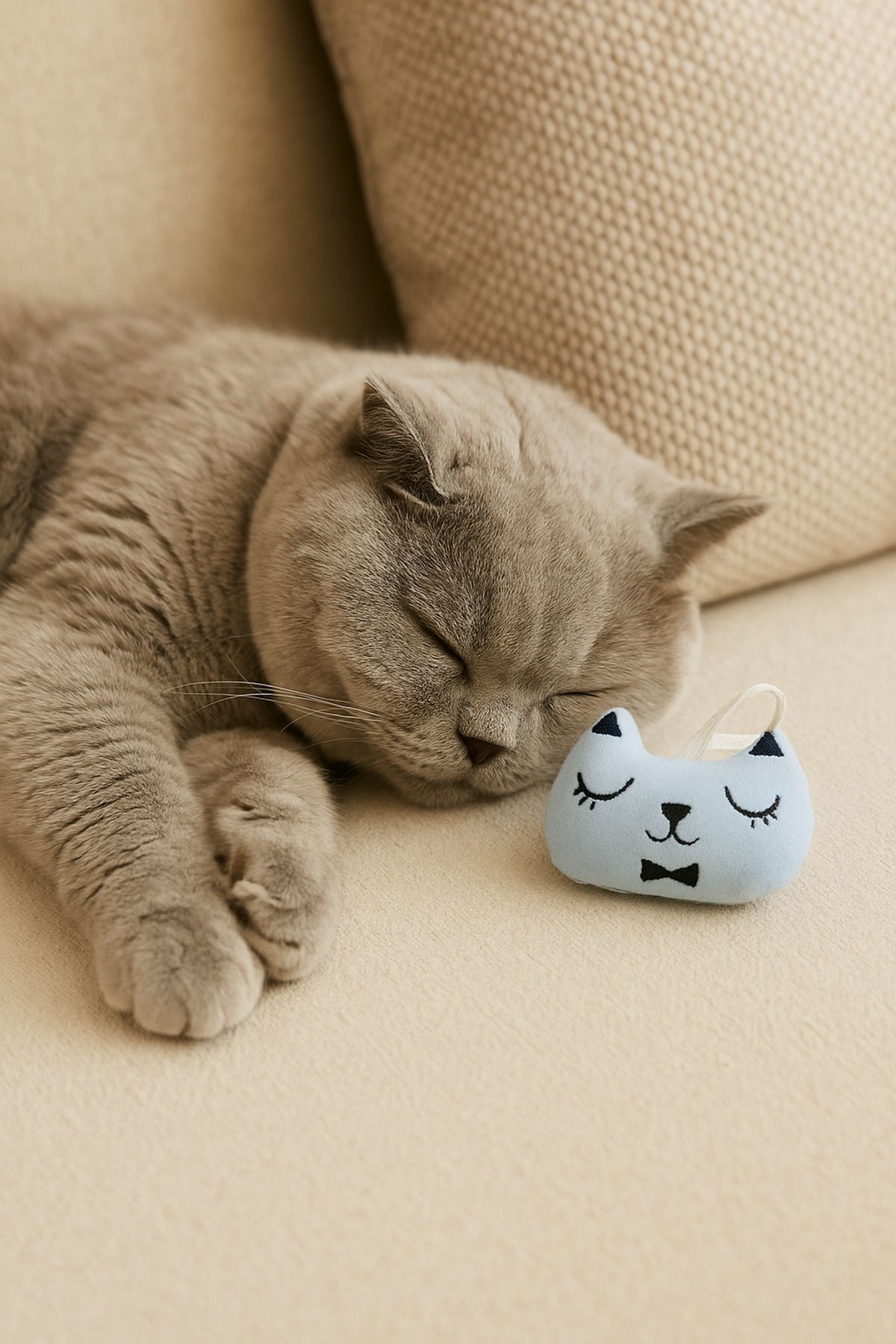 Lazy Paws-Cat Toy Interactive with Catnip and Bell, Stress Reliever, Relaxing Playmate - Blue Plush Cat 5