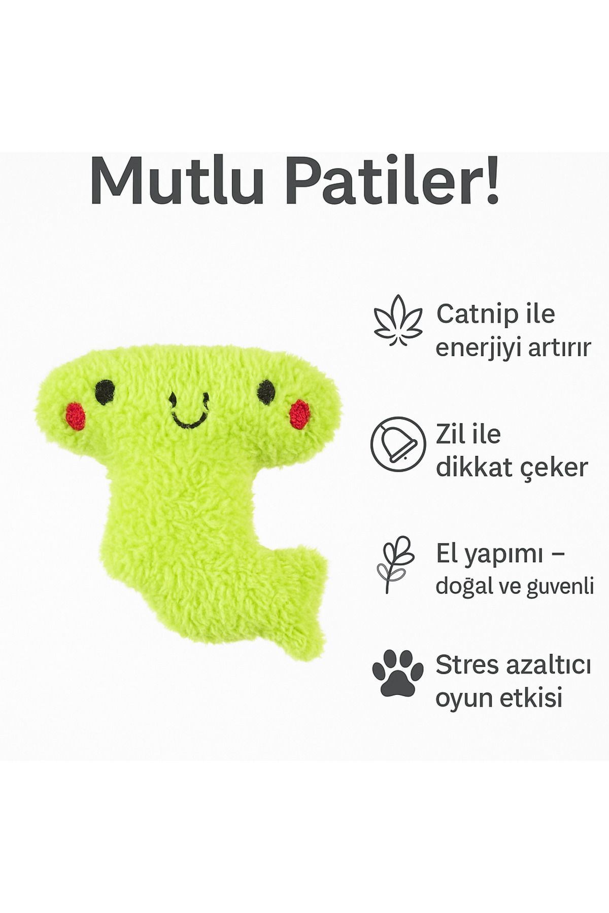 Lazy Paws-Cat Toy with Catnip and Bell, Stress Reliever, Relaxing Playmate - Green Hammer Head 3