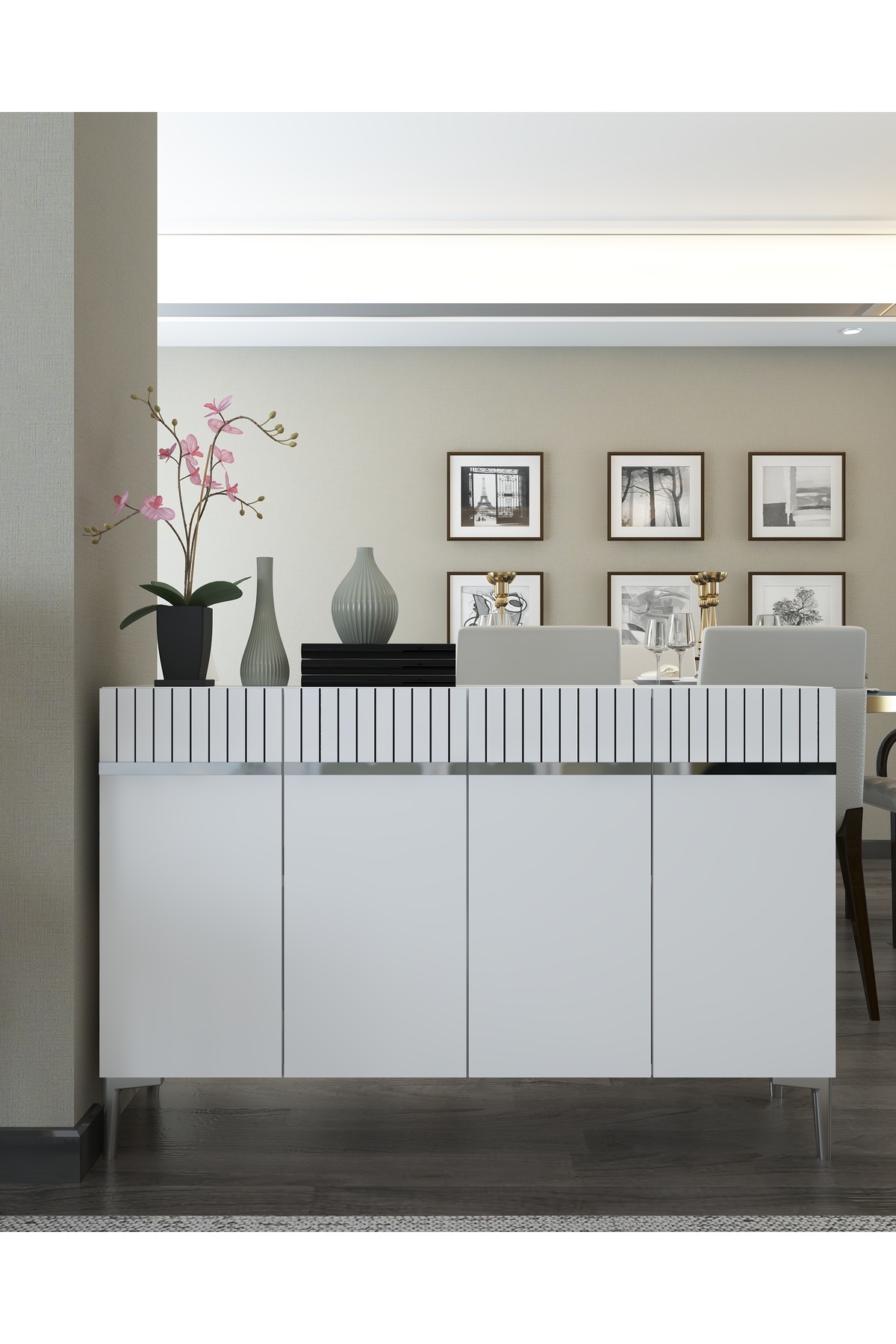 DEMONTE DECOR SWİSSDD (KM120) KONSOL BEYAZ-GÜMÜŞ