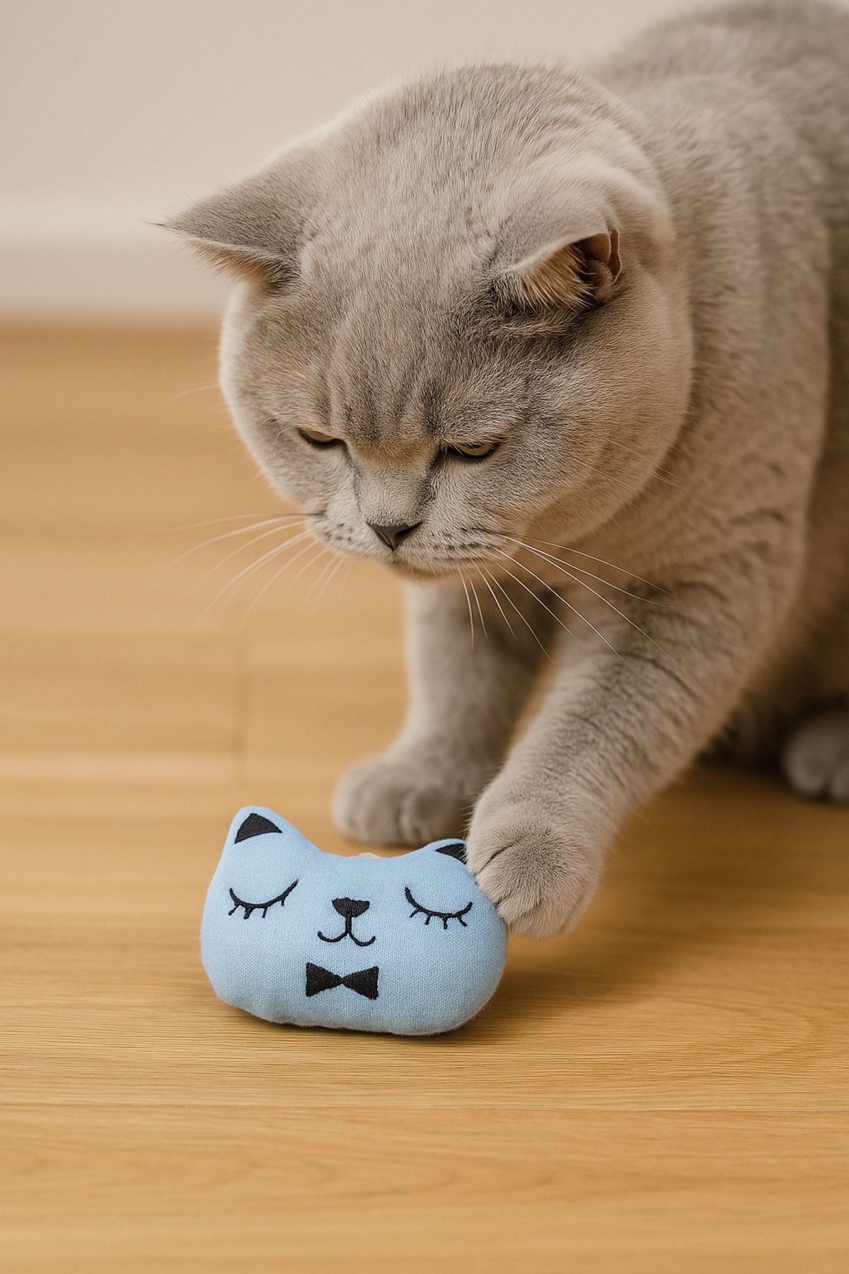 Lazy Paws-Cat Toy Interactive with Catnip and Bell, Stress Reliever, Relaxing Playmate - Blue Plush Cat 6