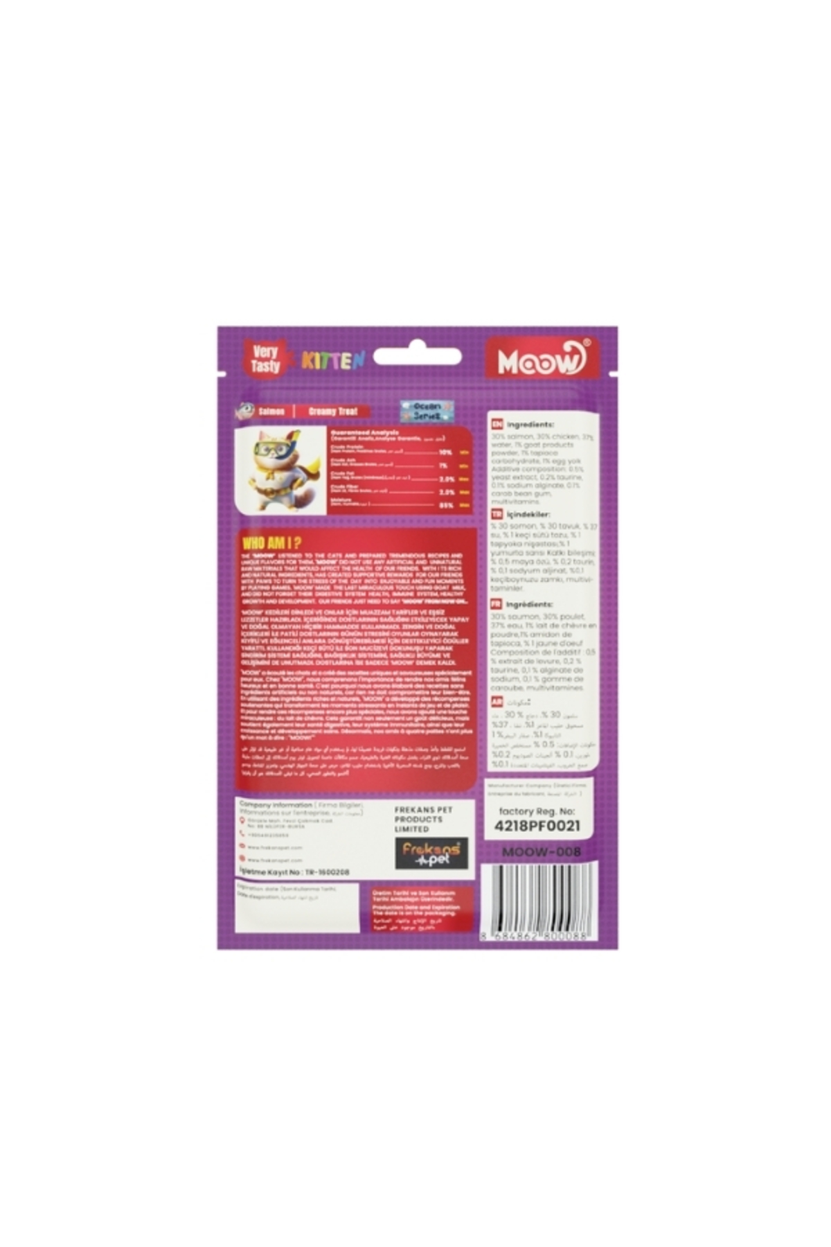 Moow Somonlu ve Keçi Sütlü Yavru Sıvı Kedi Ödül Maması 6x12 Gr
