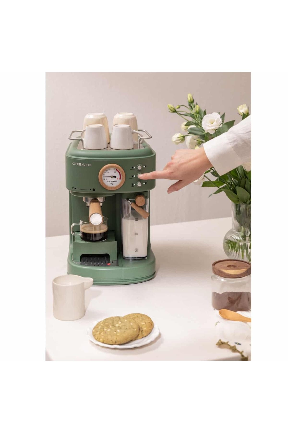 Create-Retro semi-automatic espresso machine, CREATE, Thera Retro Pro, sage 4