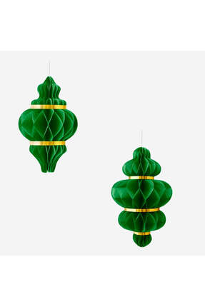 Flying Tiger Copenhagen 2'li Yeşil Kağıt Fener Seti