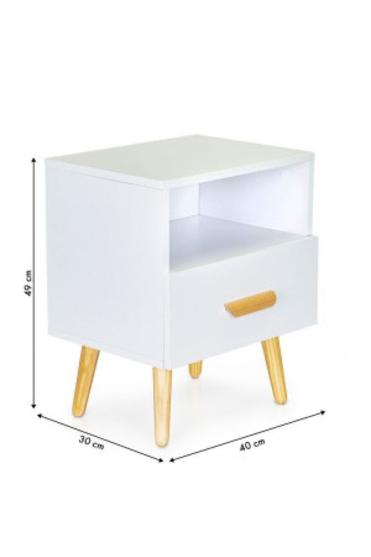 Modern home-Bedside table with drawer and storage compartment, 49 x 30 x 40 cm, Modern Home, white 8