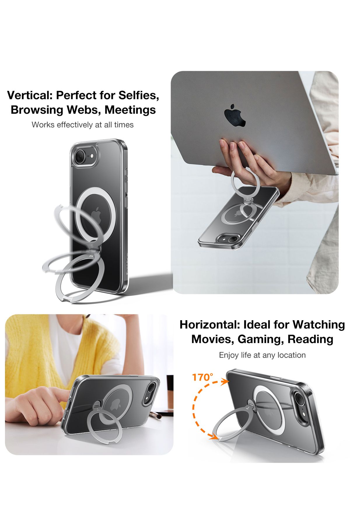 TORRAS-جراب دوار 360 درجة لهاتف iPhone 16e 2025 مع حامل، مناسب لـ MagSafe، حماية من الدرجة العسكرية 4X، مقاوم للتدوير 6