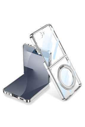 Strap U Samsung Galaxy Z Flip 7 M-safe Şarj Özellikli Gümüş Kılıf Kıpta Stand...