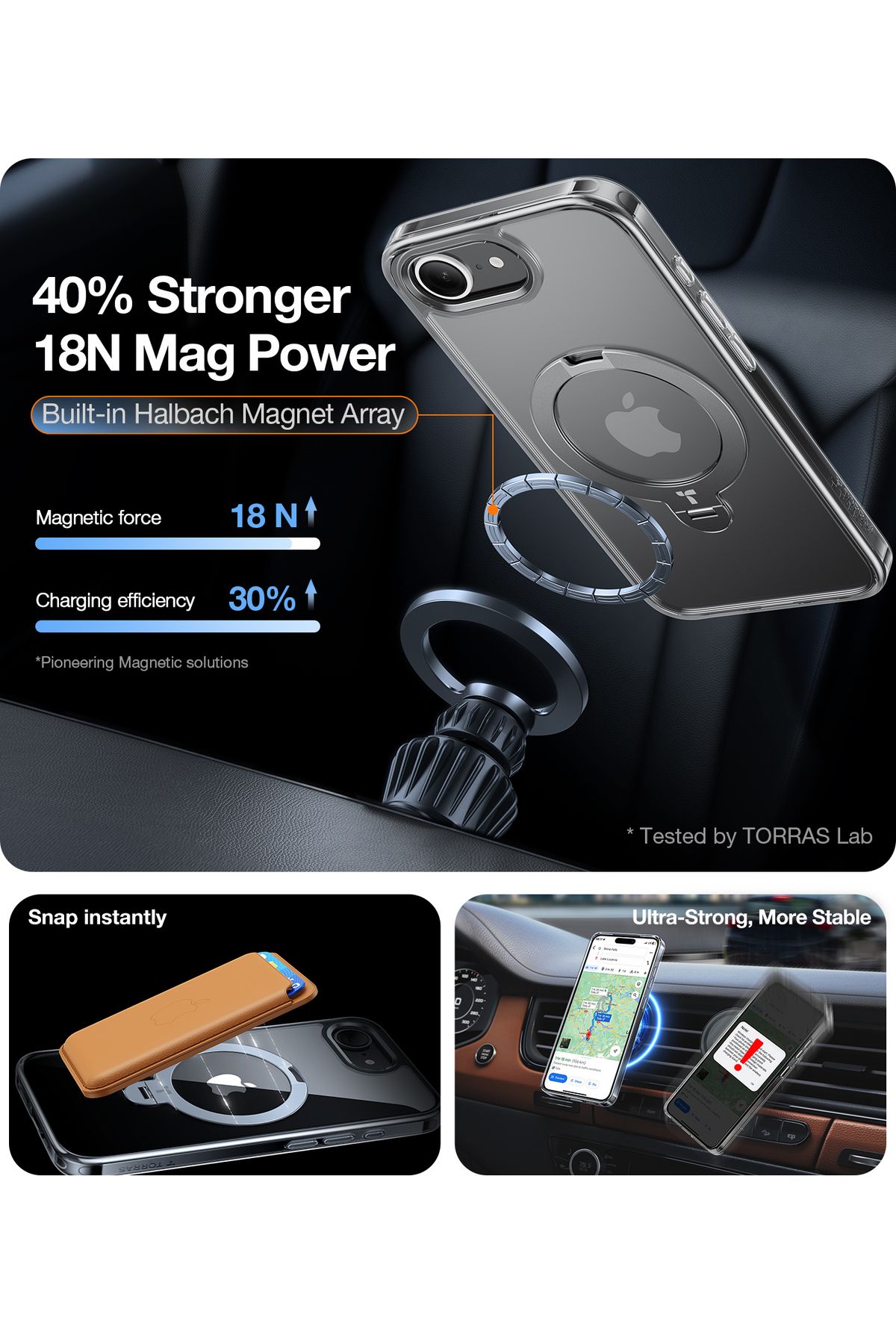 TORRAS-جراب دوار 360 درجة لهاتف iPhone 16e 2025 مع حامل، مناسب لـ MagSafe، حماية من الدرجة العسكرية 4X، مقاوم للتدوير 5