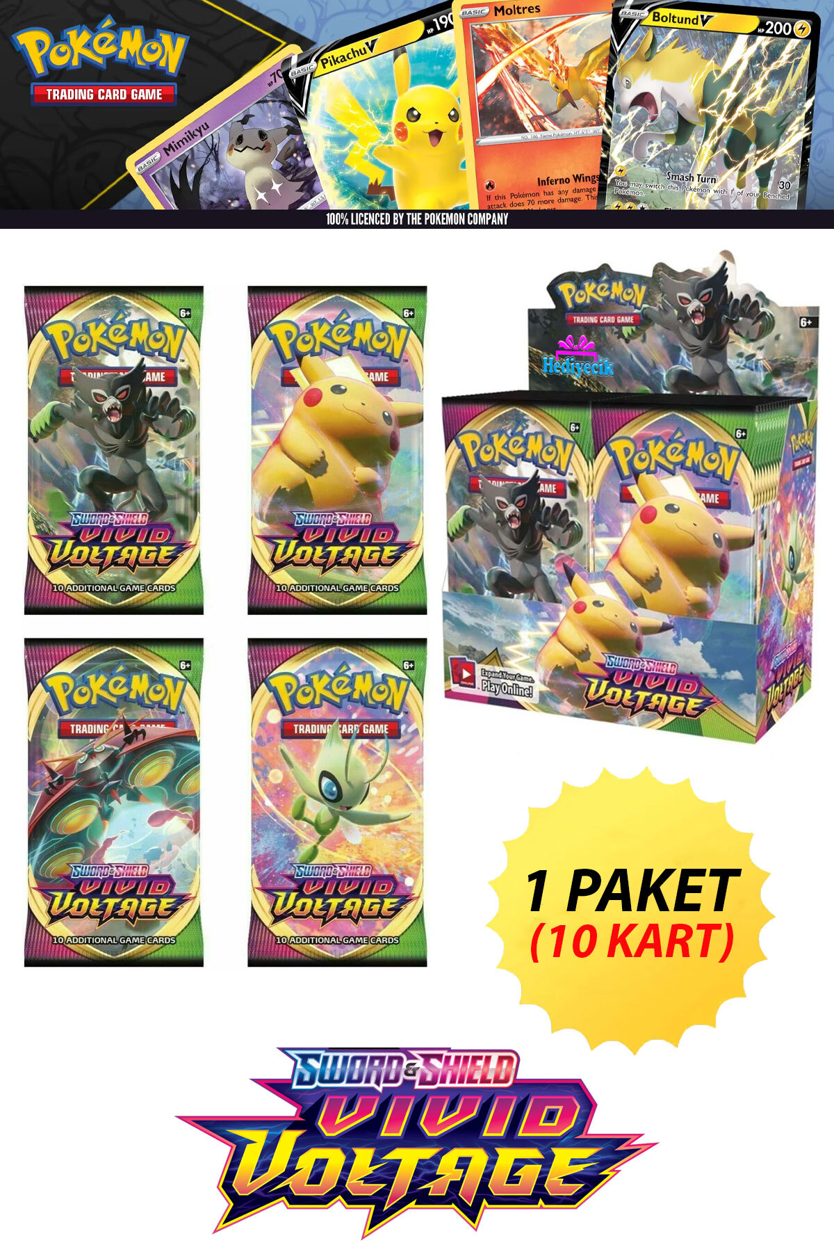 hediyecik Pokemon TCG Sword&Shield Vivid Voltage Trading Card