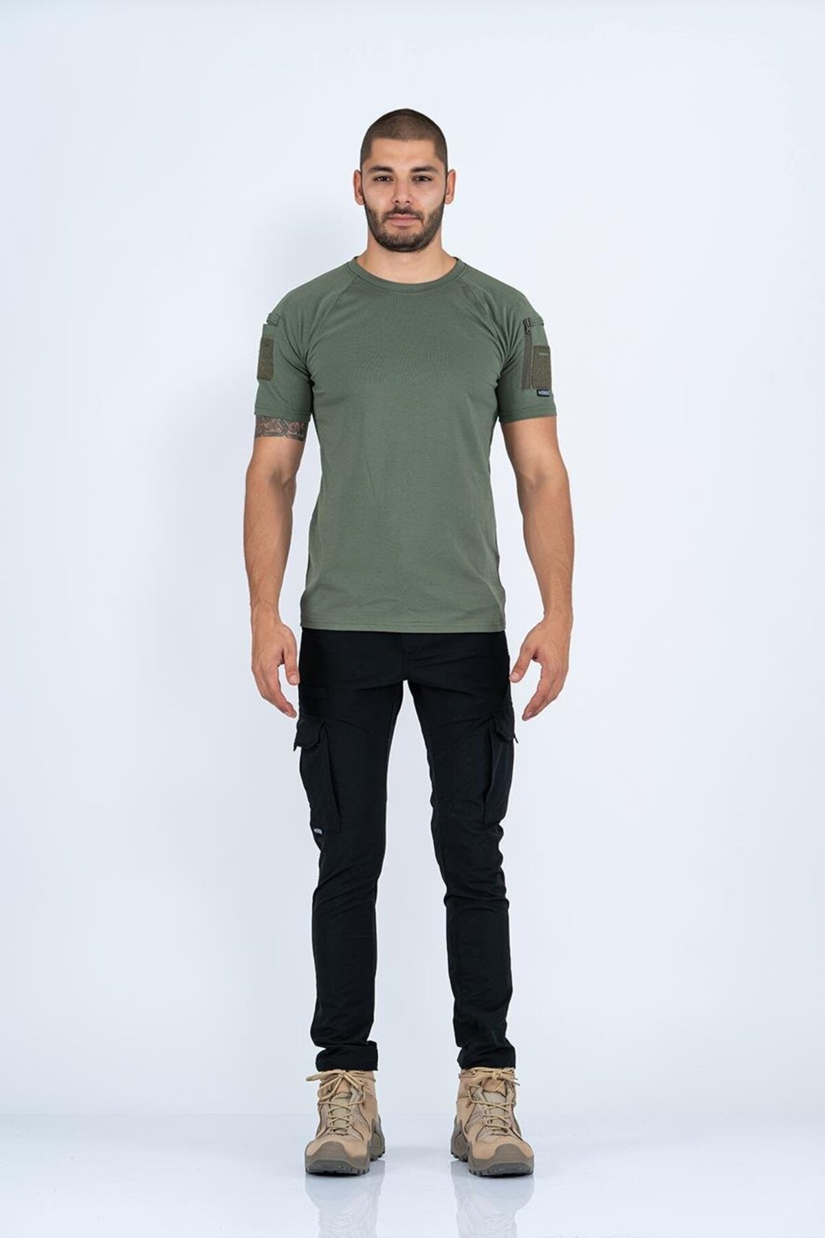 Wolff Combat Tactical taktik yuvarlak bisiklet yaka pamuklu nefes alan outdoor T-shirt- 801 görsel 4