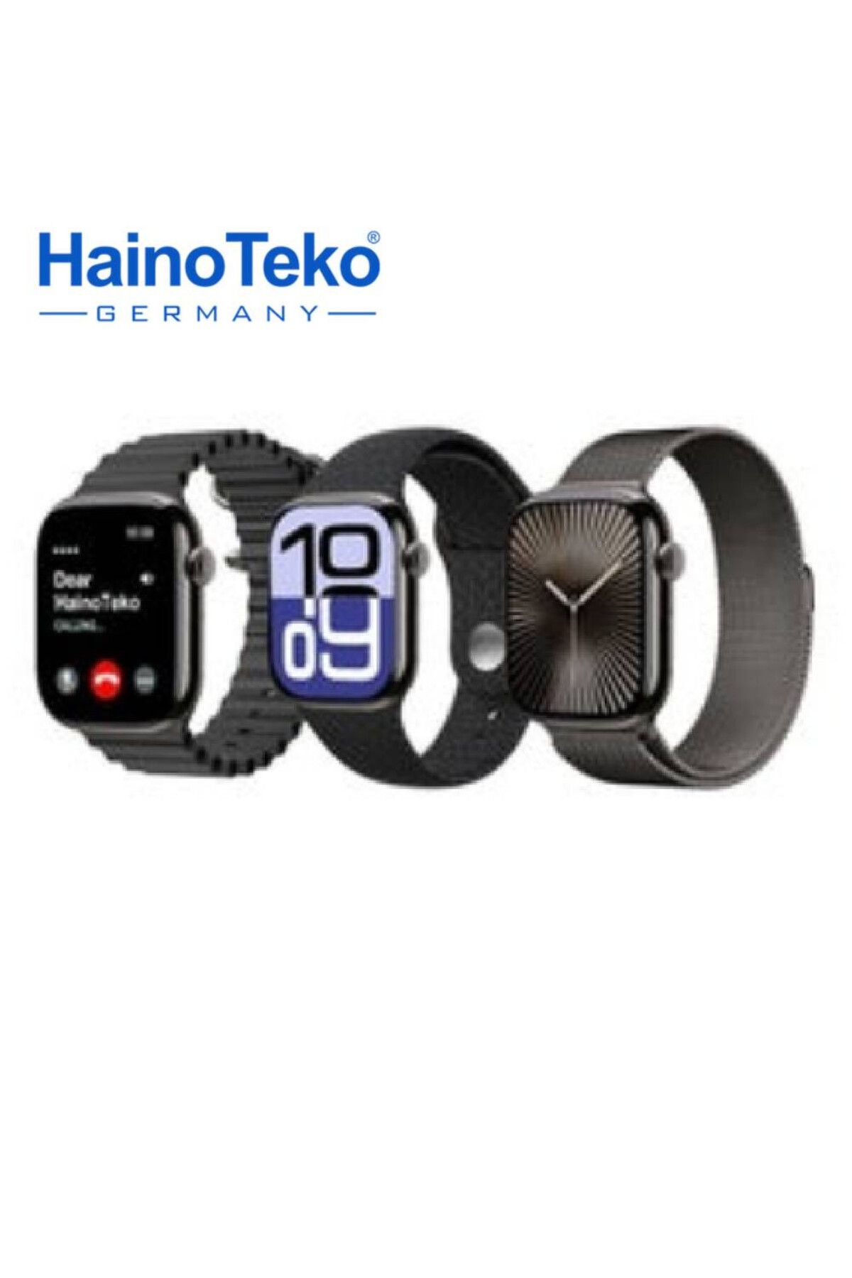 HAINOTEKO-Haino Teko Series 10 Jet Black Smart Watch With Large Screen AMOLED Display 3 Pair Straps 4