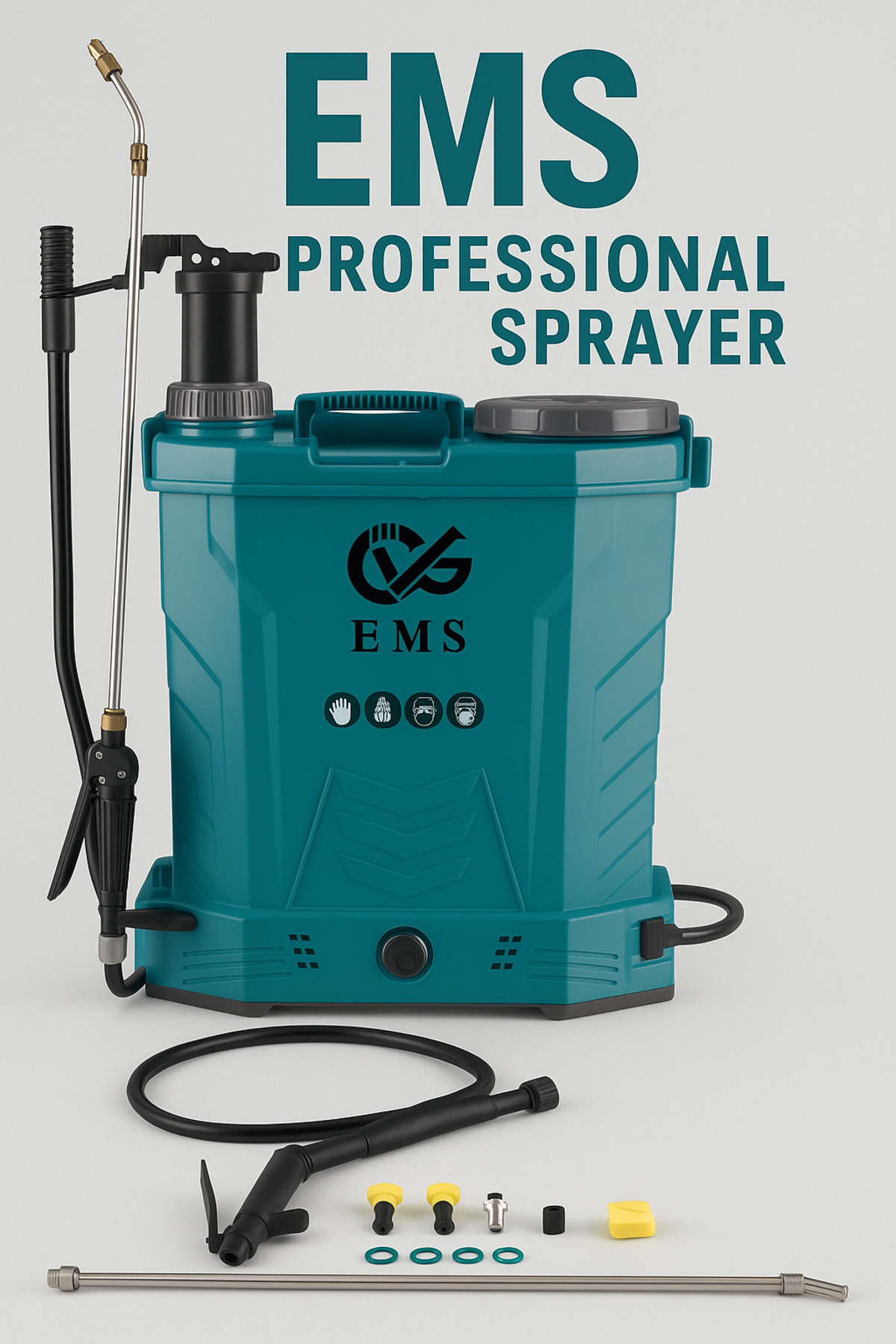 Ems 16 It Akülü Şarjlı + Kollu Sırt Tipi Su İlaç Dezenfektan Bahçe İlaçlama Pompası ( Yedek Parçalı )