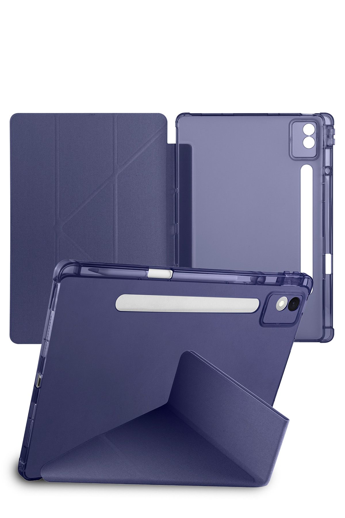 Nezih Case-Lenovo Idea Tab Pro 12.7” Tb373Fu Compatible Tri Folding Smart Case with Pen Compartment and Sleep Mode 3