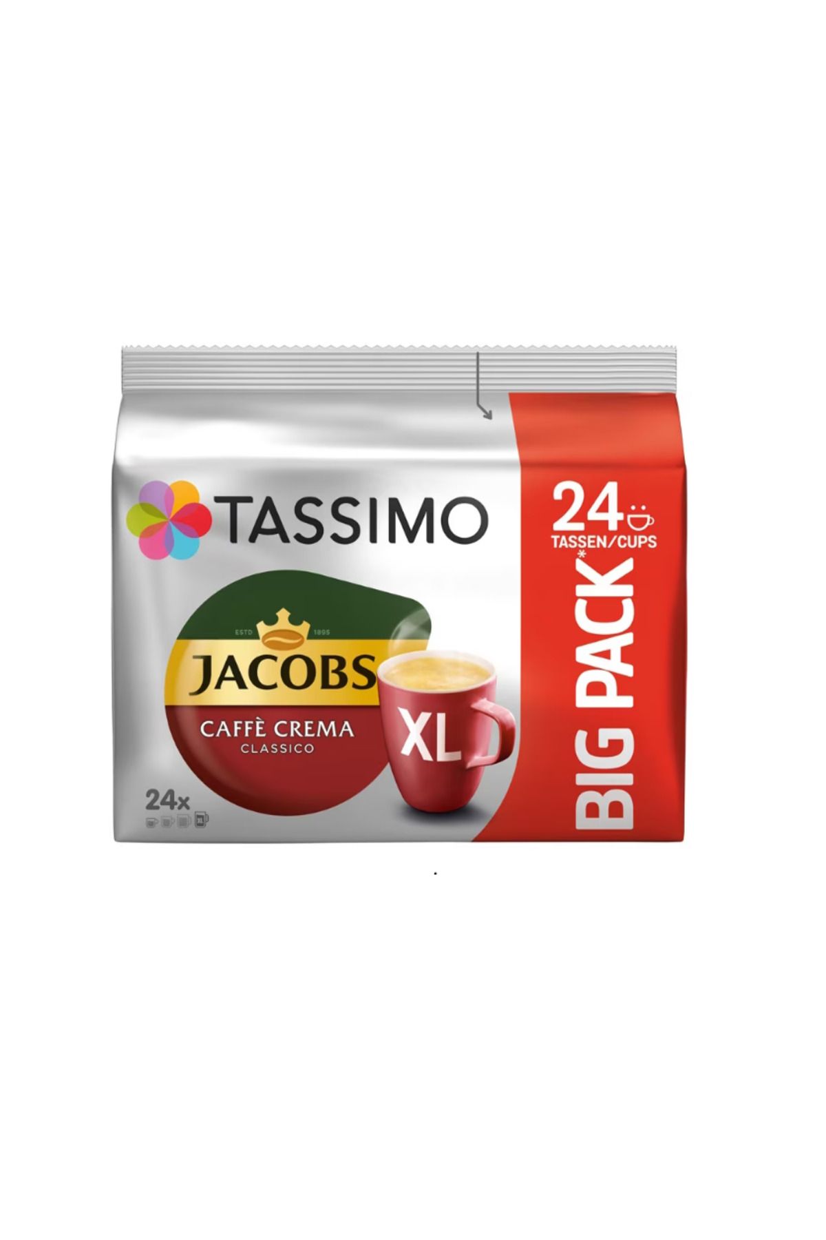 Jacobs-Tassimo Cafe Crema XL coffee capsules, Big Pack, 24 drinks x 215 ml 1