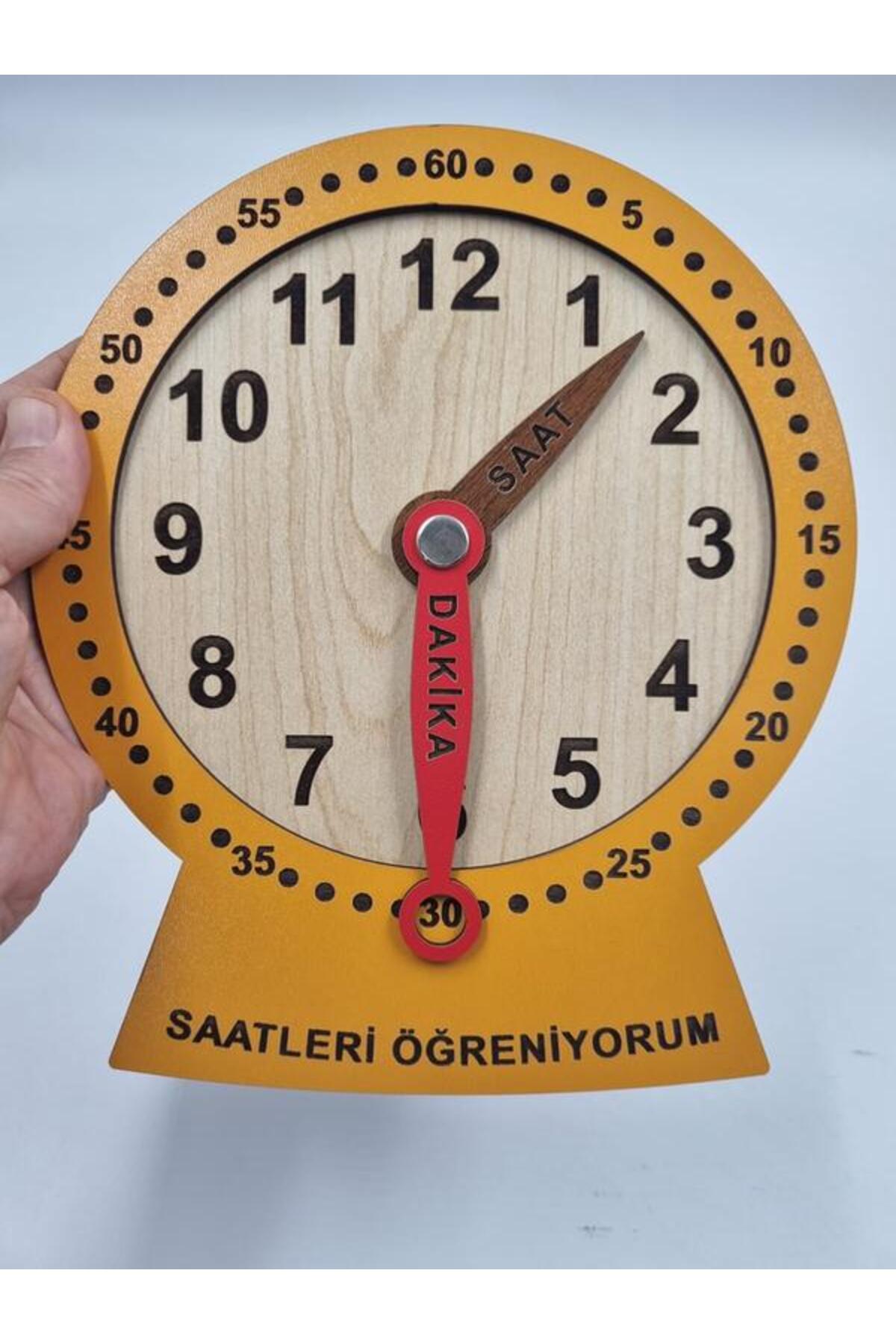 آموزش ساعت‌های چوبی مونته‌سوری، اسباب‌بازی آموزشی نارنجی رنگ، ابعاد ۱۹×۱۵ سانتی‌متر