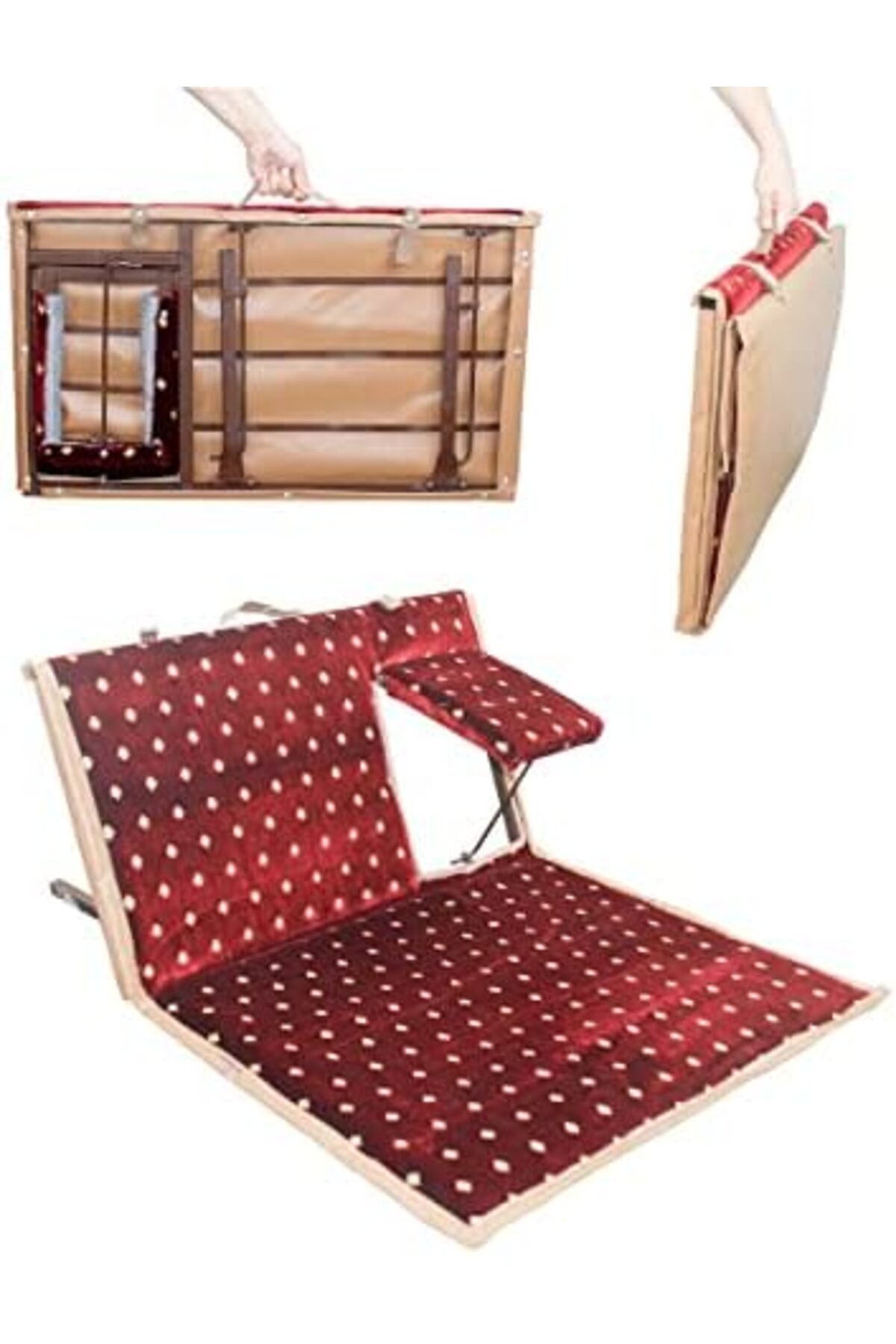 كرسي أرضي تقليدي قابل للطي مع مسند ذراع ومسند ظهر قابلين للتعديل