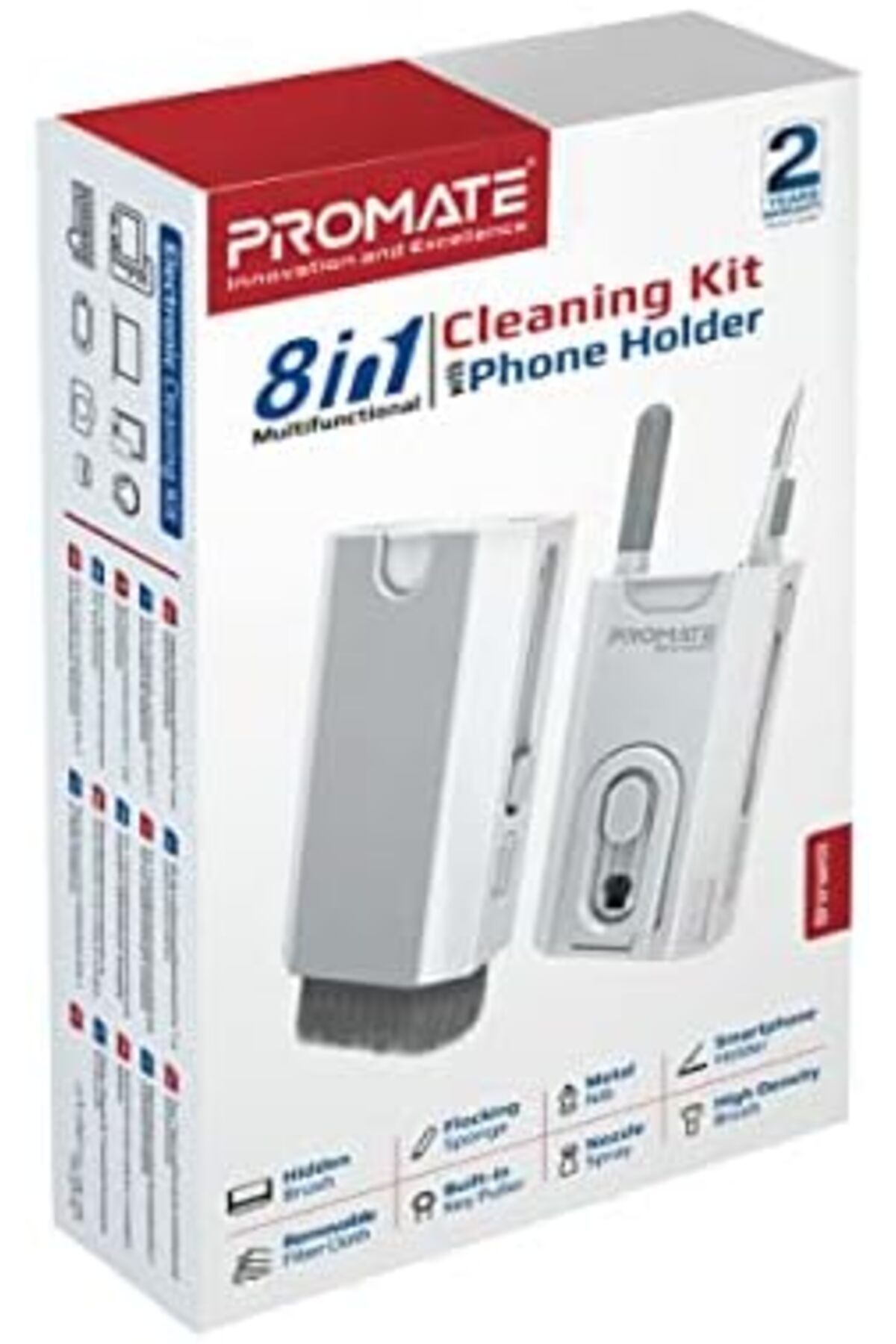Promate-Cleaner Set 8-in-1 Electronic Cleaner Kit with High-Density Brush Flocking Sponge Removable 7