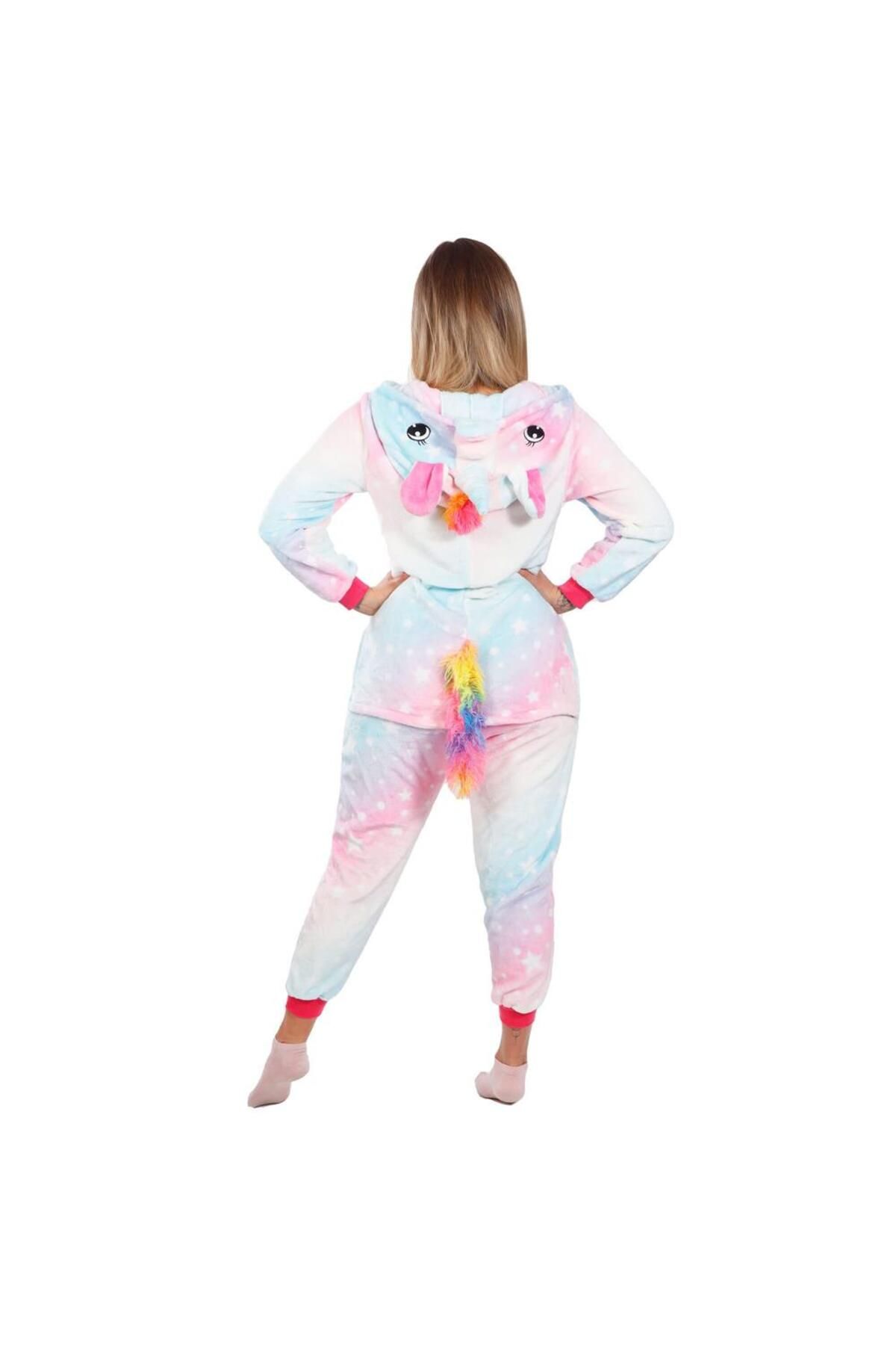 SERSIMO-Pijama tip salopeta pentru dama, model unicorn, marime M 5