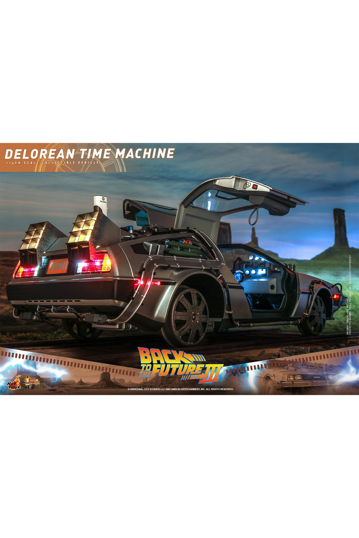 back to the future 3 DeLorean Time Machine 1/6 Scale Figür