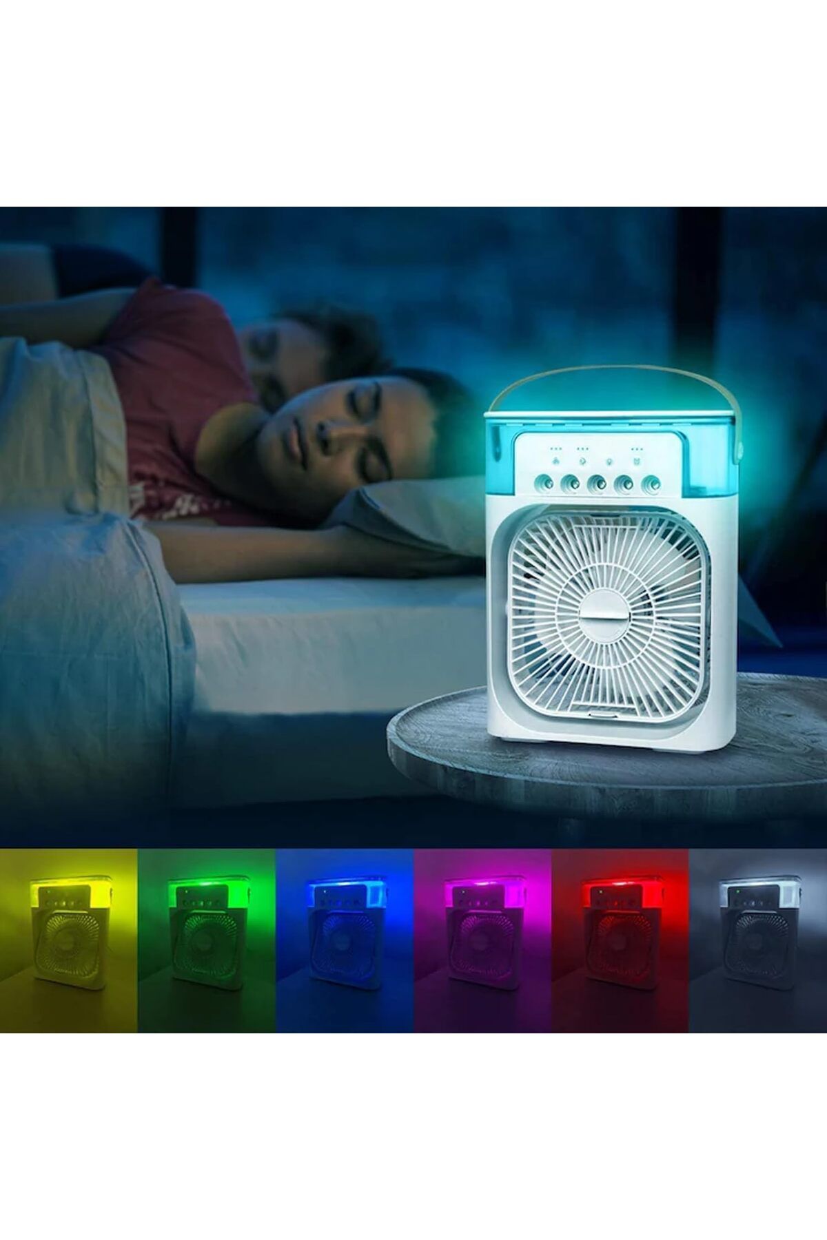 SUKILO-مروحة طاولة USB C مع بخاخ ماء وناشر عطر، مروحة دوارة هادئة بزاوية 360 درجة مع 7-C 4