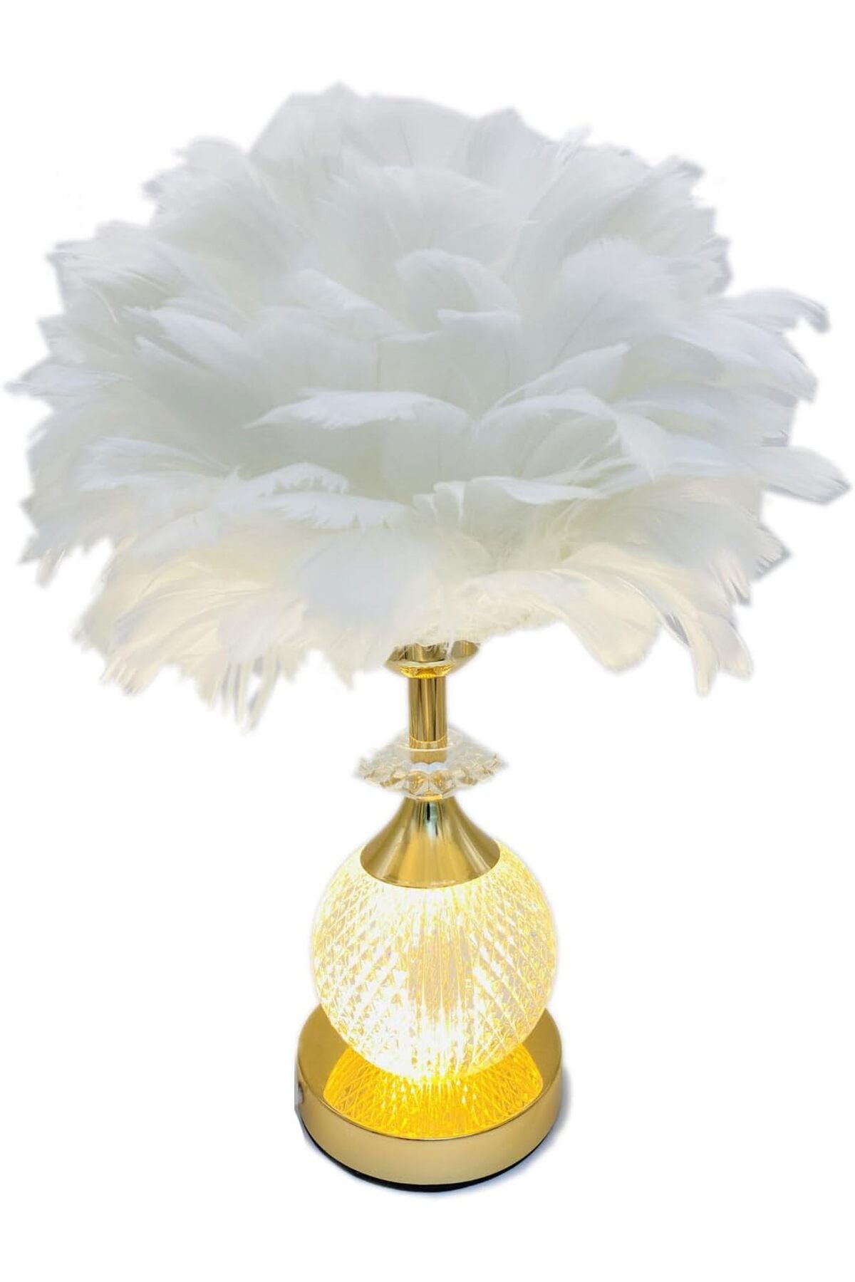 SUKILO-Modern Feather LED Bedside Lamp – Shade Dimmable Night Table Lamp -Soft Glow Dandelion Nigh 1