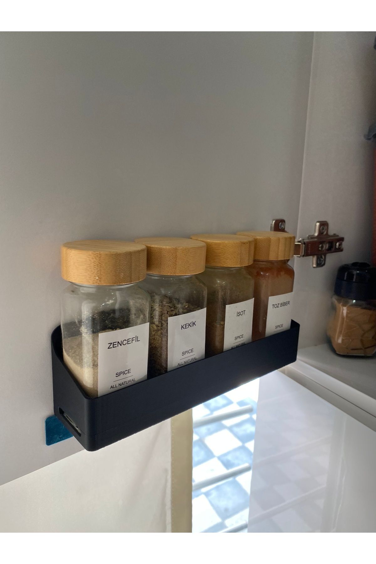 Rekatech-Black Spice Rack Holder – Cabinet Organizer Shelf, Modern and Practical Storage Solution 2