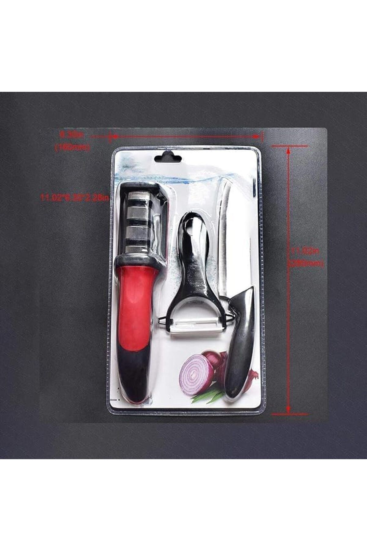 SUKILO-3-in-1 Knife Sharpener Set with Meat & Fruit Knife + Ceramic Peeler 5