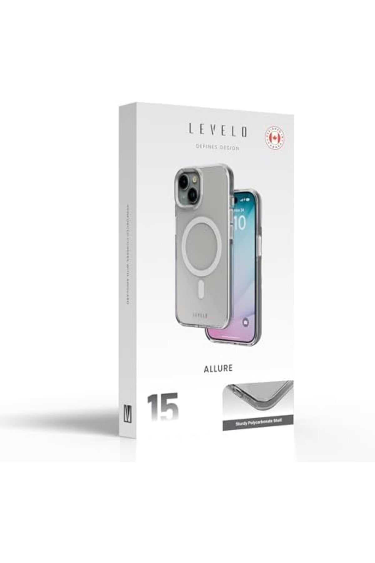 Levelo-غطاء بولي كربونات صلب لهاتف iPhone 15 من Levilo - شفاف 6