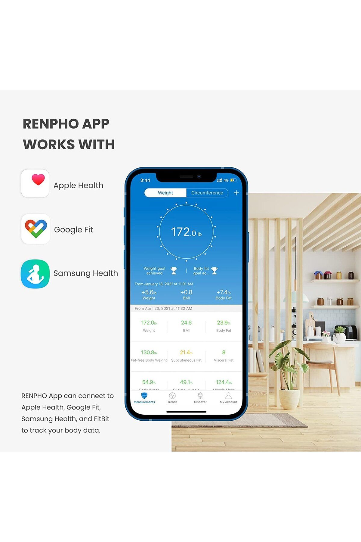RENPHO-Smart CS20M Bathroom Scale, Maximum 180Kg, 13 Measurements, BMI, BMR IMC, Bluetooth, Compatible 4