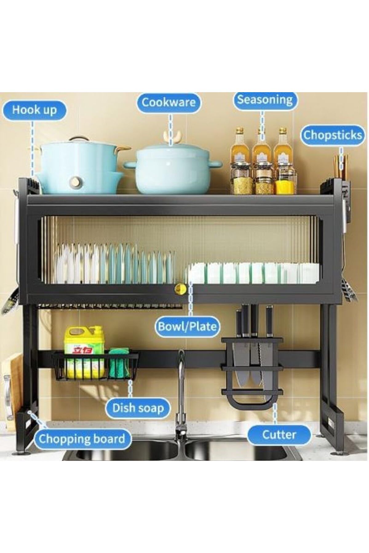 Generic-Over Sink Dish Drying Rack 85 cm with Cabinet 2