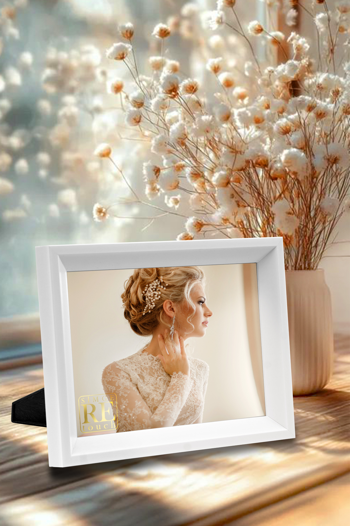 Simge Retouch Beyaz Fotoğraf Çerçevesi 15x21CM 3D 1X Derin Masa ve