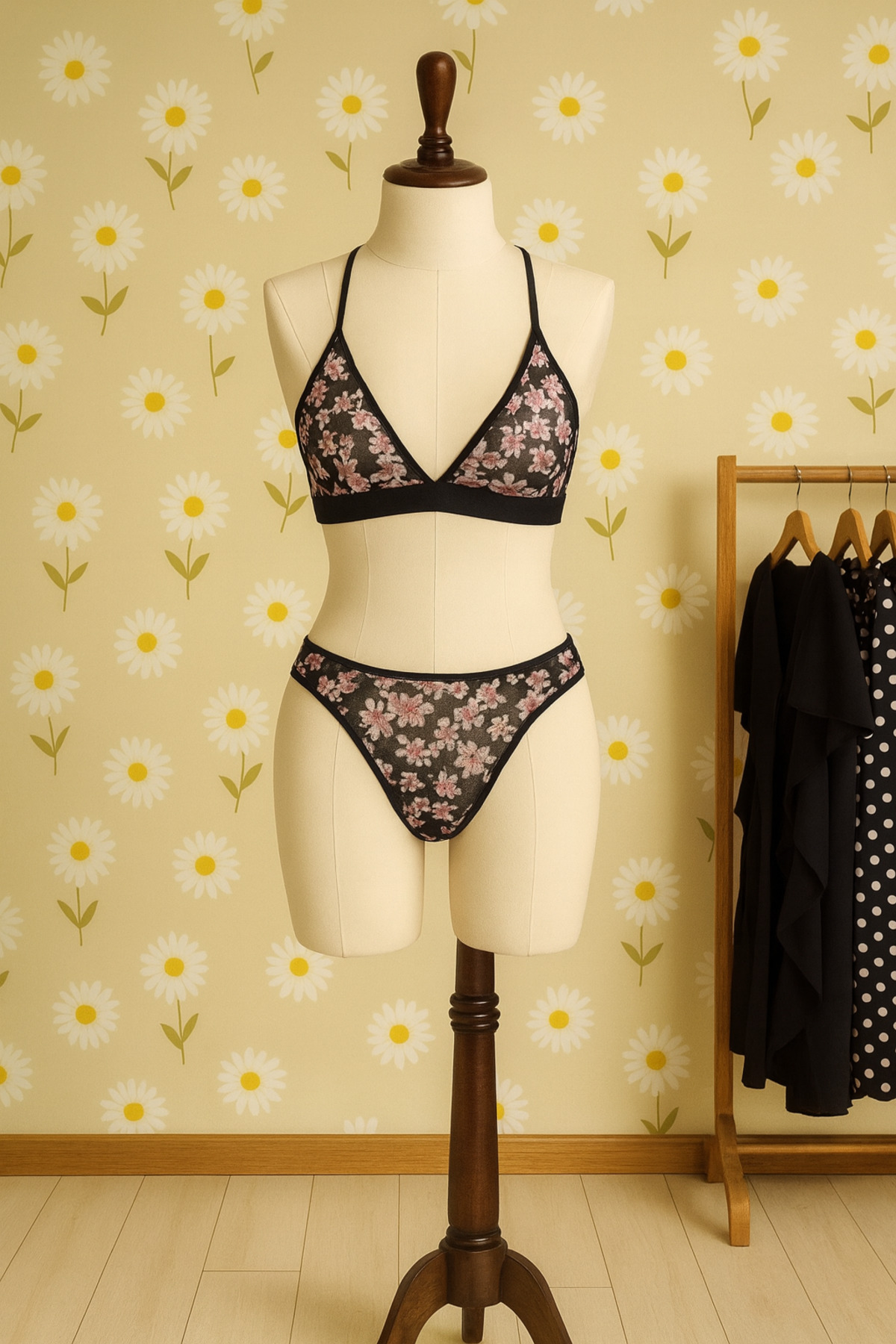 Oprah Kadın Desenli Tül Esnek Seksi Gecelik İç Çamaşır Takımı