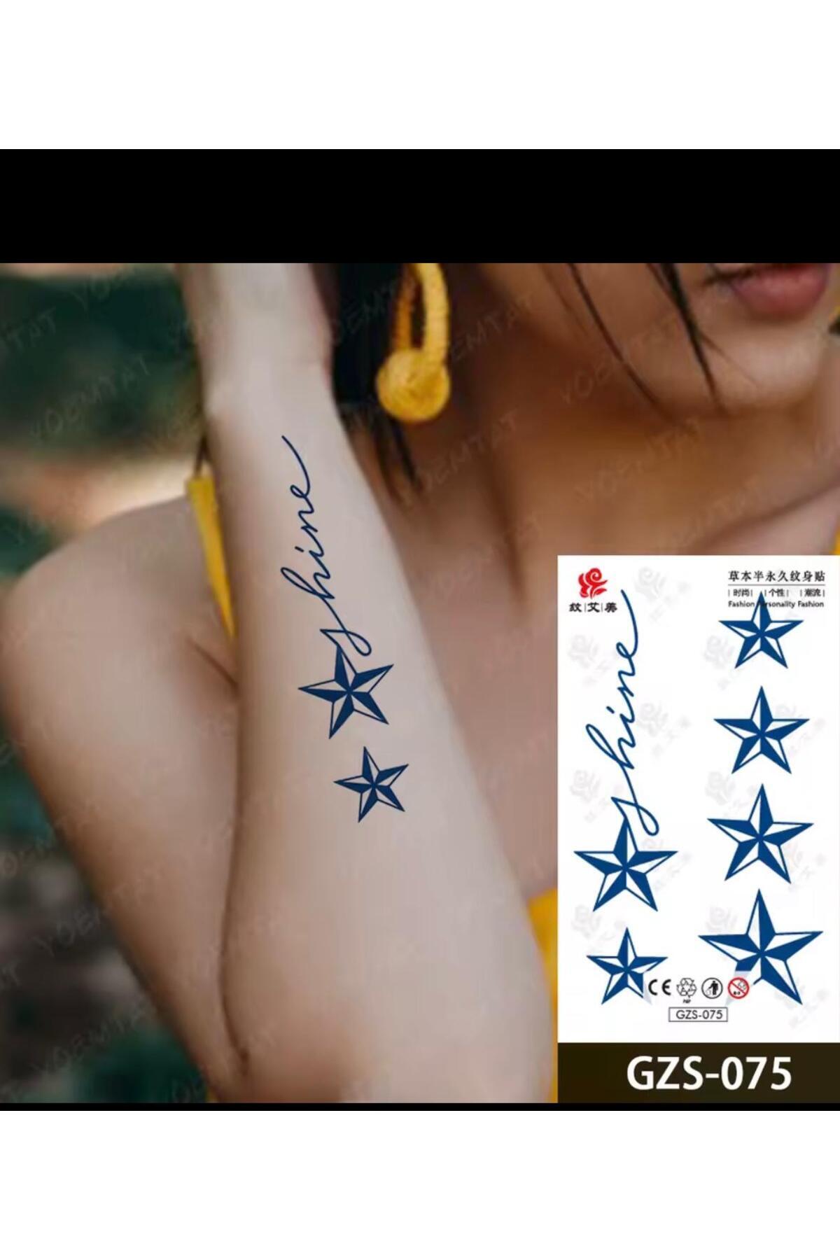 Arescollection 1 ay kalıcı 12 saat sonra kararan 6 lı yıldız yarı kalıcı tattoo geçici dövme