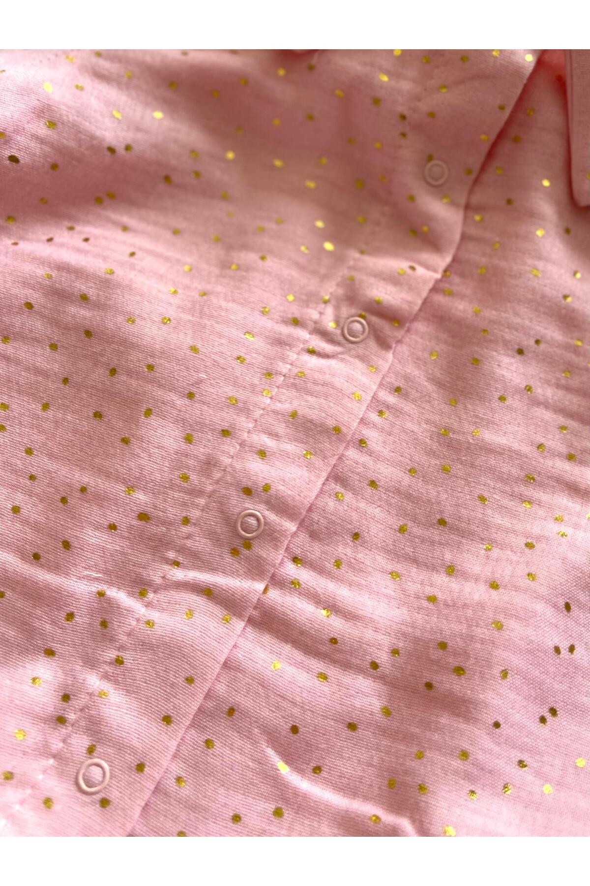 Zezig Goldie Pembe 3 Parça Müslin Yenidoğan Hastane Çıkışı Seti fotoğrafı 4 (önizleme)