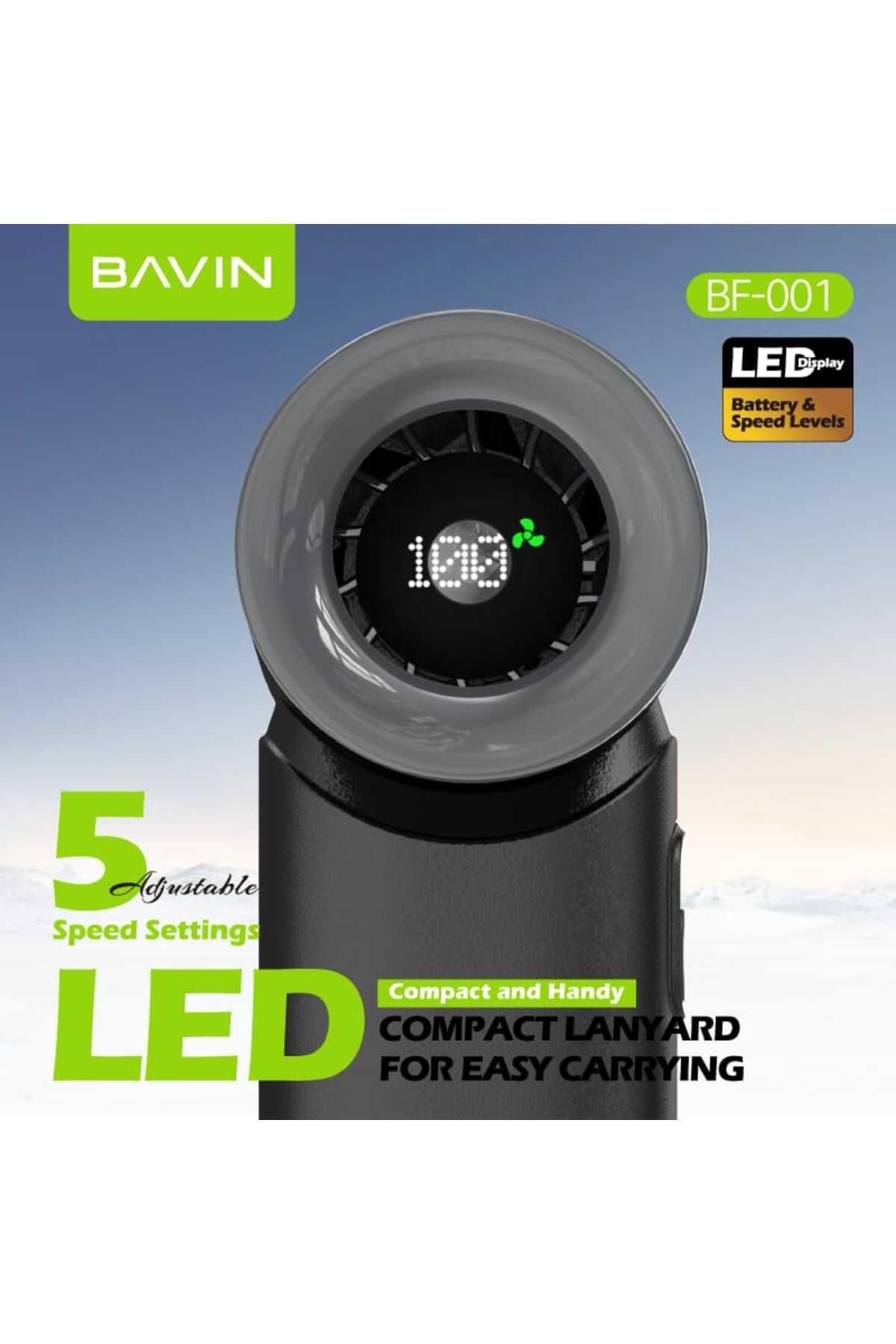 Bavin-BF-001 Portable Mini Rechargeable Turbo Jet Fan with Up to 5 Strong Wind Speeds and LED Display 4