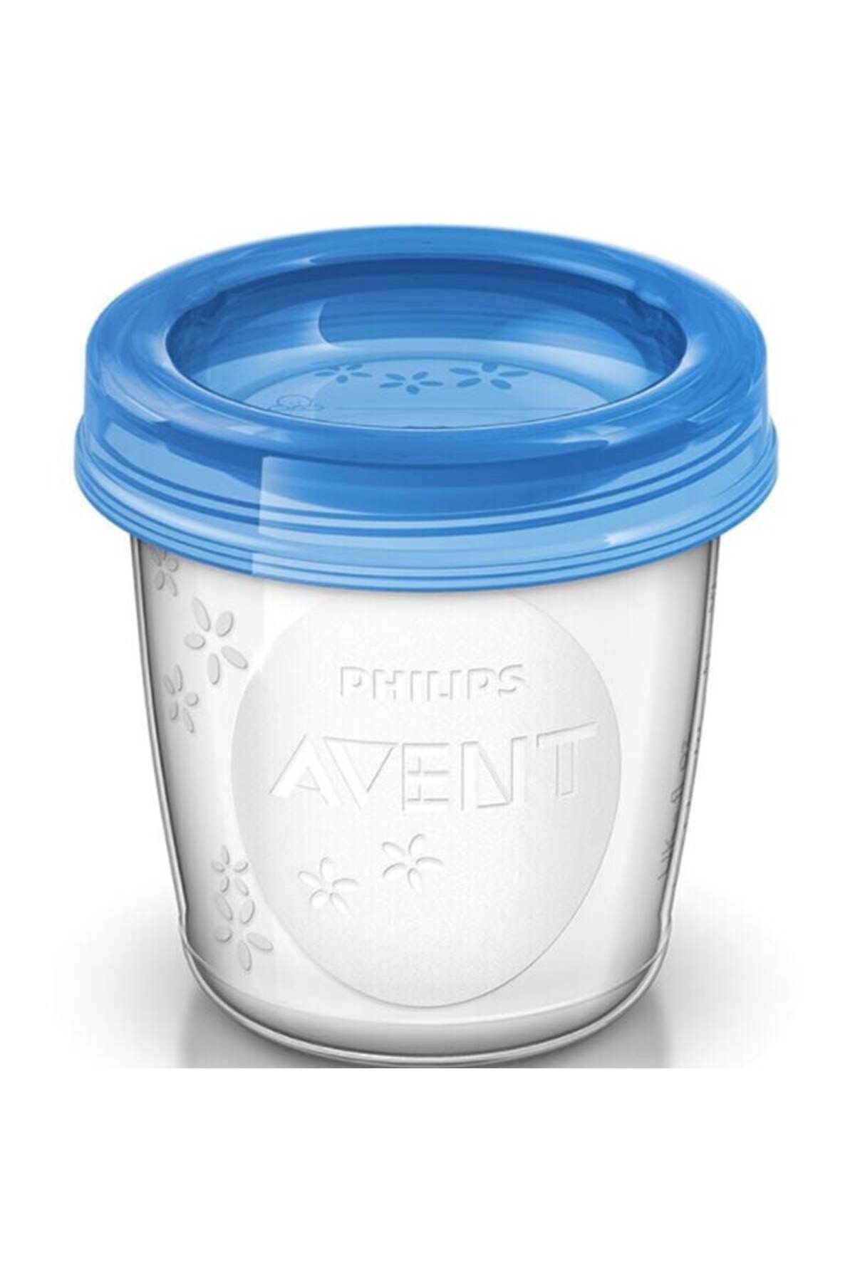 Philips Avent-Set 5 recipiente pentru depozitarea laptelui PHILIPS AVENT SCF619/05, 5 buc x 180 ml, albastru-transparent 5